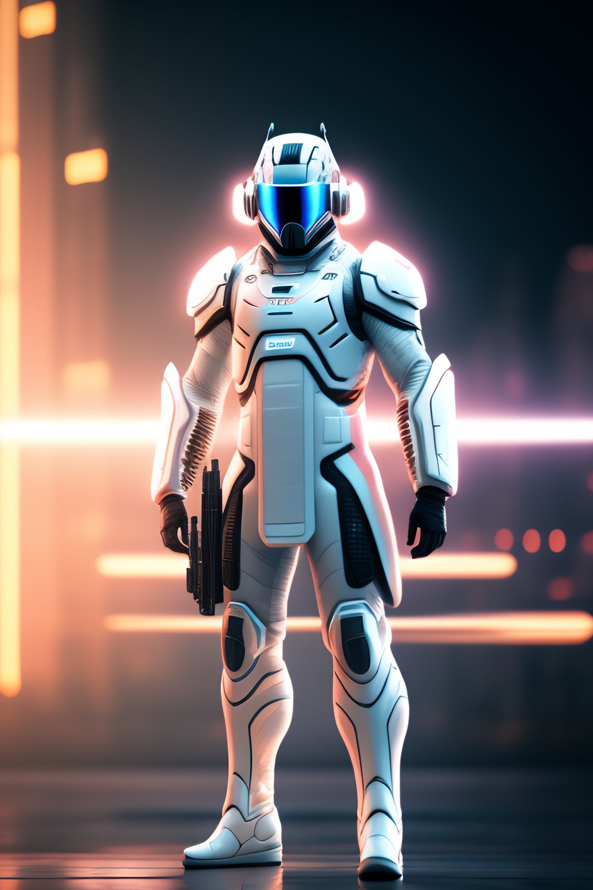 2048x3072 Lexica (extremely Detailed CG Unity 8k Wallpaper), Action Shot Illustration Of A (((badass Man Sci Fi Soldier))) With ((white Hair)), ((wearing An
