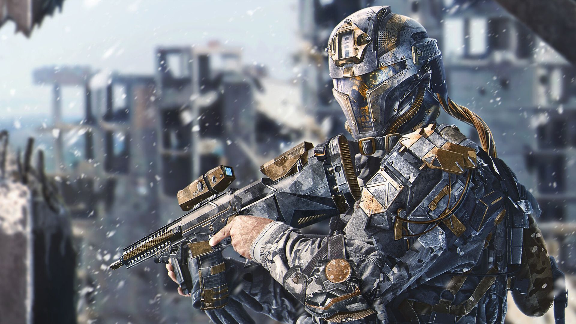 1920x1080 HD desktop wallpaper: Weapon, Warrior, Sci Fi, Soldier, Futuristic download free picture