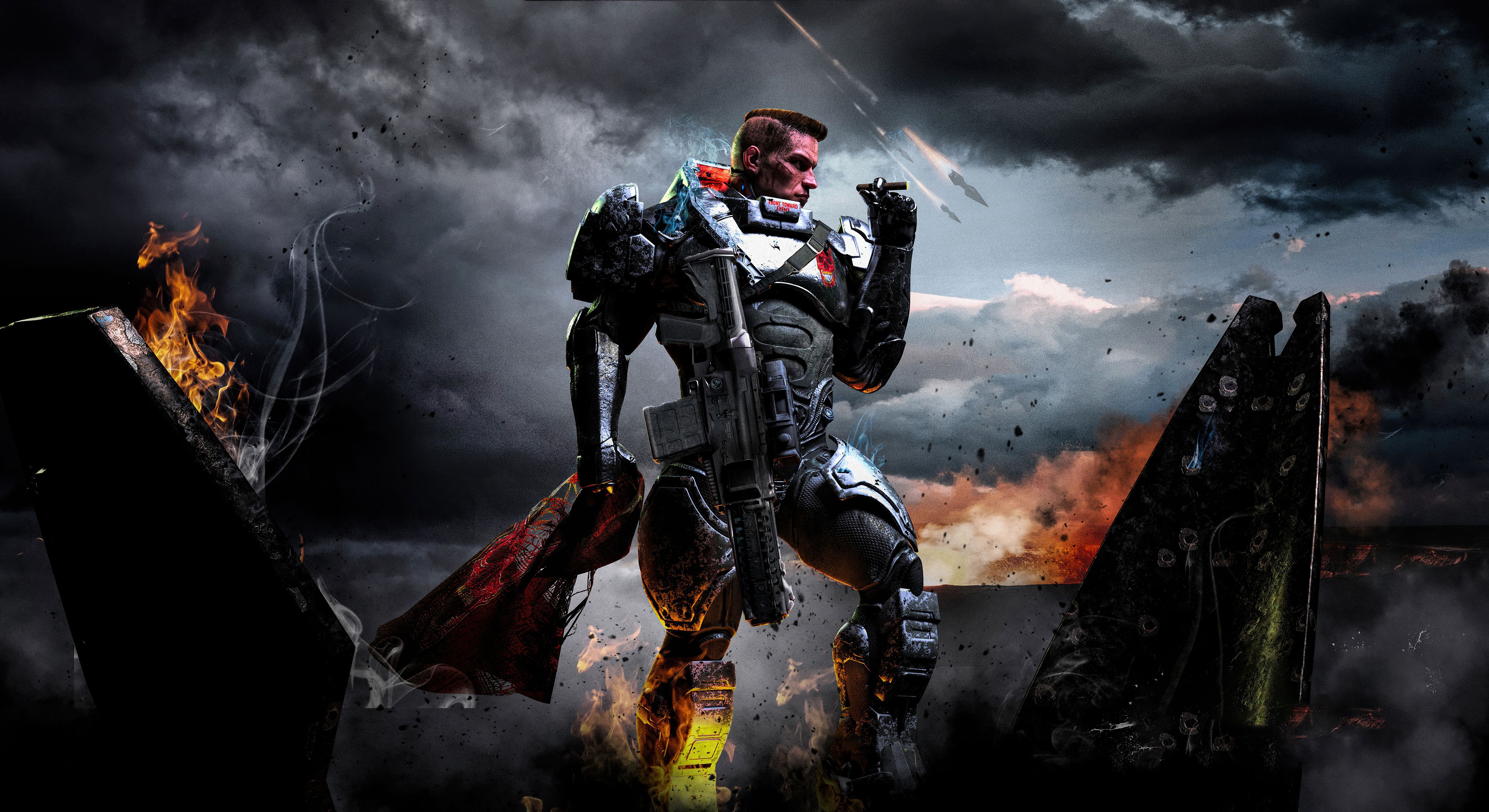 5120x2793 Helldogds Scifi Badass Soldier, HD Artist, 4k Wallpaper, Image, Background, Photo and Picture