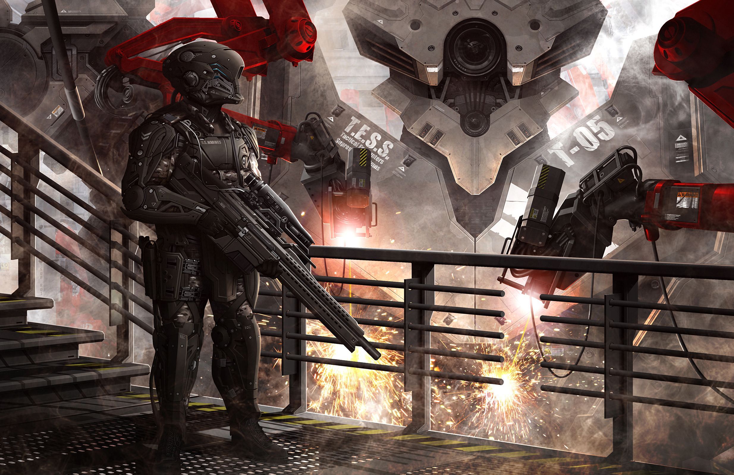 2469x1600 Sci Fi Warrior HD Wallpaper