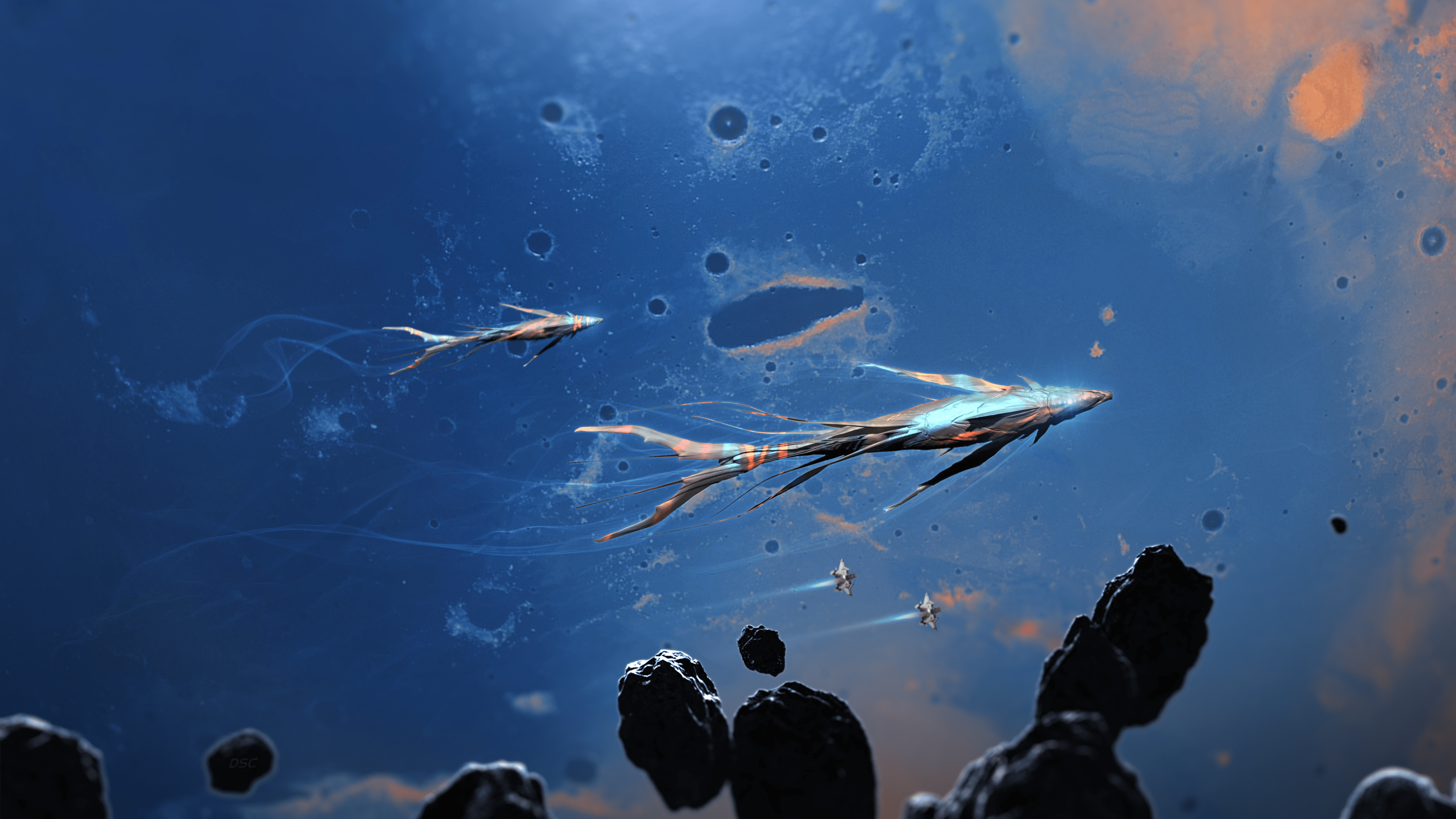 3840x2160 SPACE WHALES! 4k Wallpaper