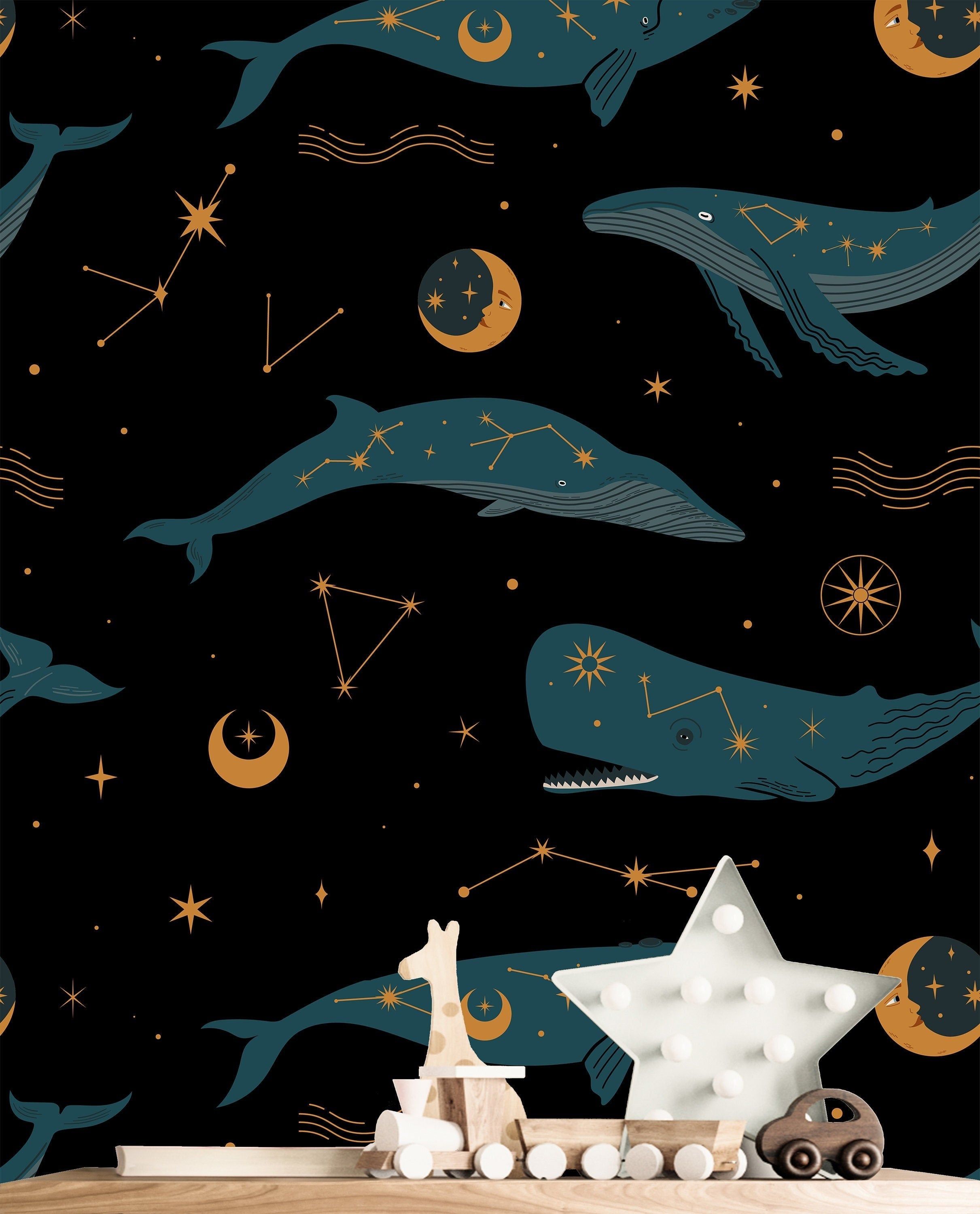 2422x3000 Removable Mystic Whale Wallpaper. Boys Nursery Wallpaper. Kids Wallpaper. Childrens Wallpaper. Peel Stick Wallpaper. Boys Room JamesAndColors