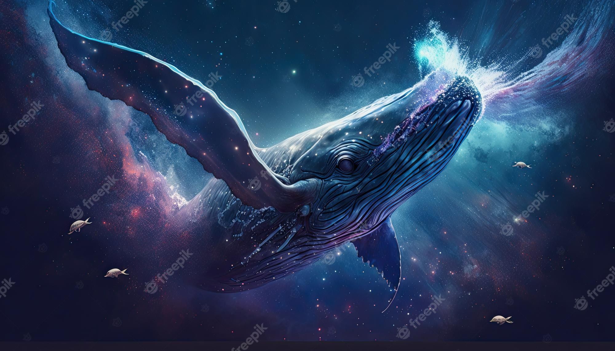 2000x1143 Premium Photo. Space whale in space godlike creature cosmic awe inspiring dreamy digital illustration generative ai