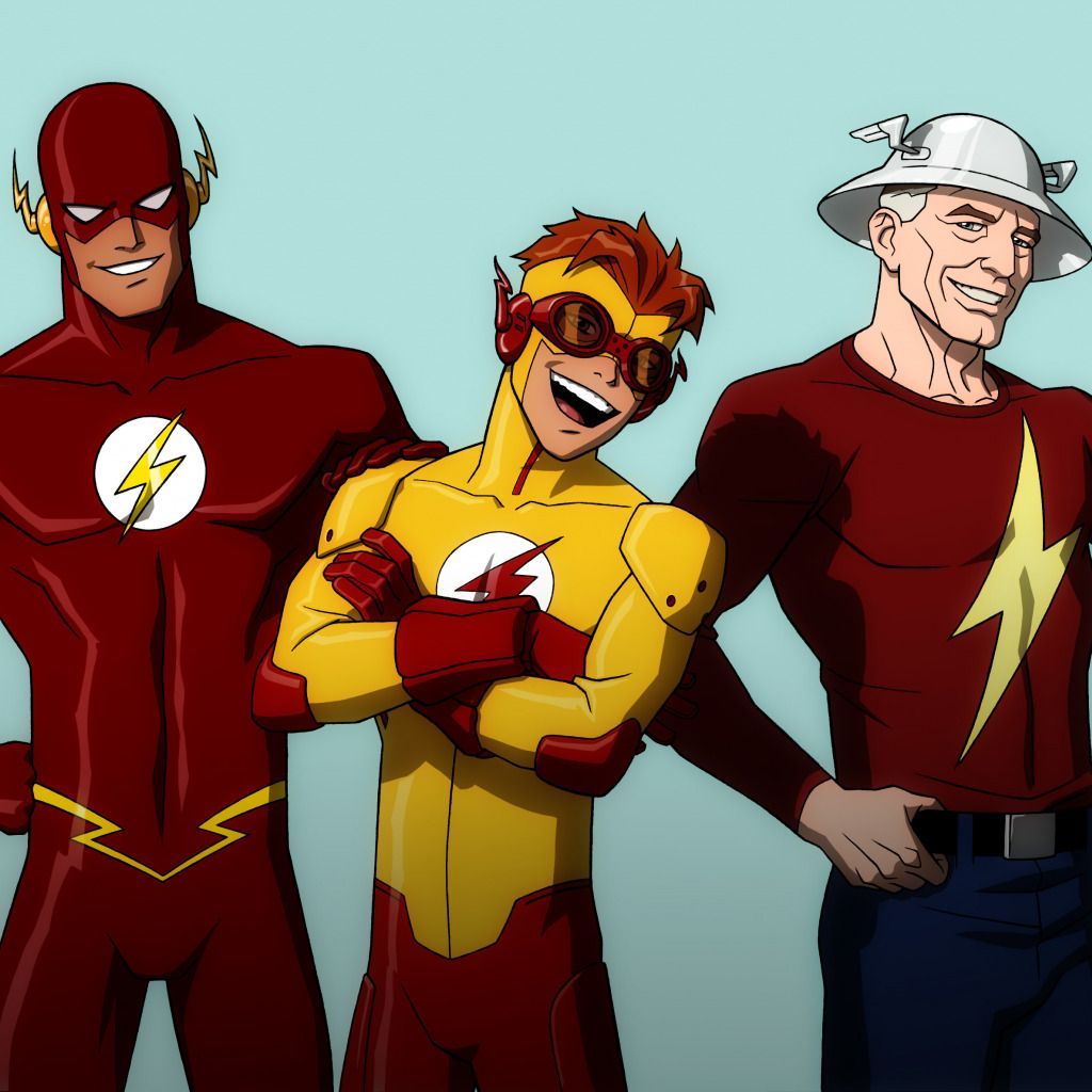 1024x1024 Download wallpaper comics, Barry Allen, The Flash Family, Jay Garrick, Kid Flash, Wally West, the Flash, section miscellanea in resolution 1024x1024