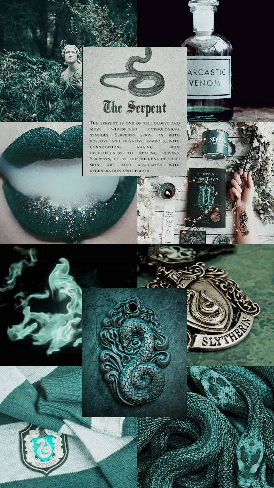 1080x1920 Download Slytherin Aesthetic Item Collection Wallpaper