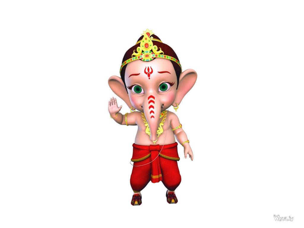 1024x768 Download Ganesha Cute Cartoon Style Wallpaper