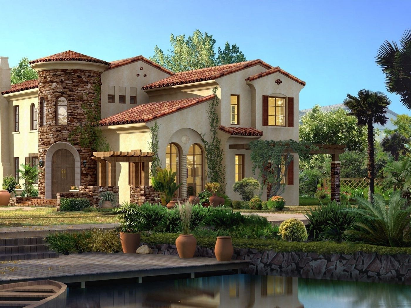 1400x1050 Download wallpaper 1400x1050 house, beautiful, design, style, greens standard 4:3 HD background