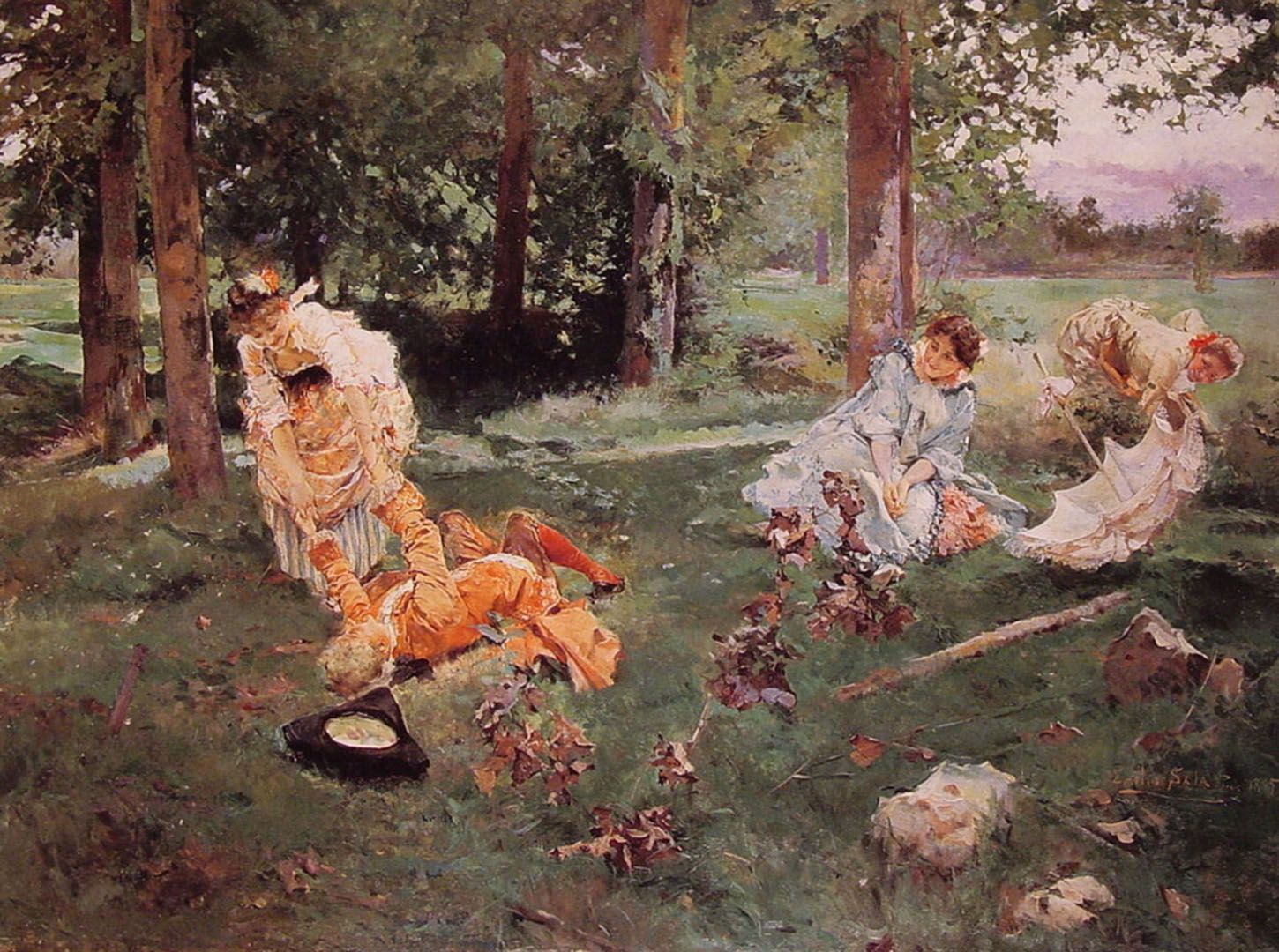 1450x1080 Elegant Figures In A Summer Garden