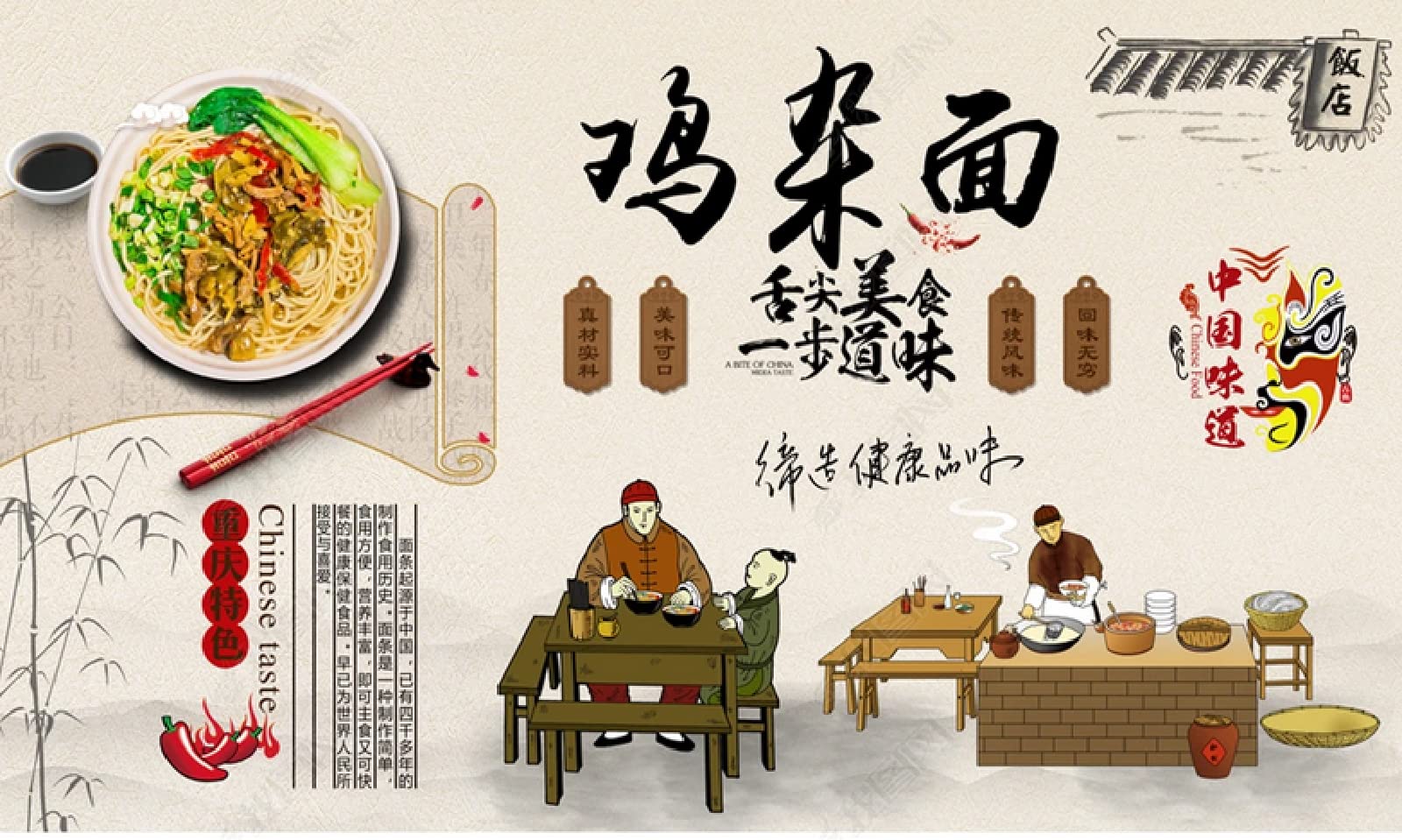1600x959 Wallpaper Retro Noodle Restaurant Chicken Miscellaneous Noodles Background Wall Mural Wallpaper 150 * 105Cm : Amazon.co.uk: DIY & Tools