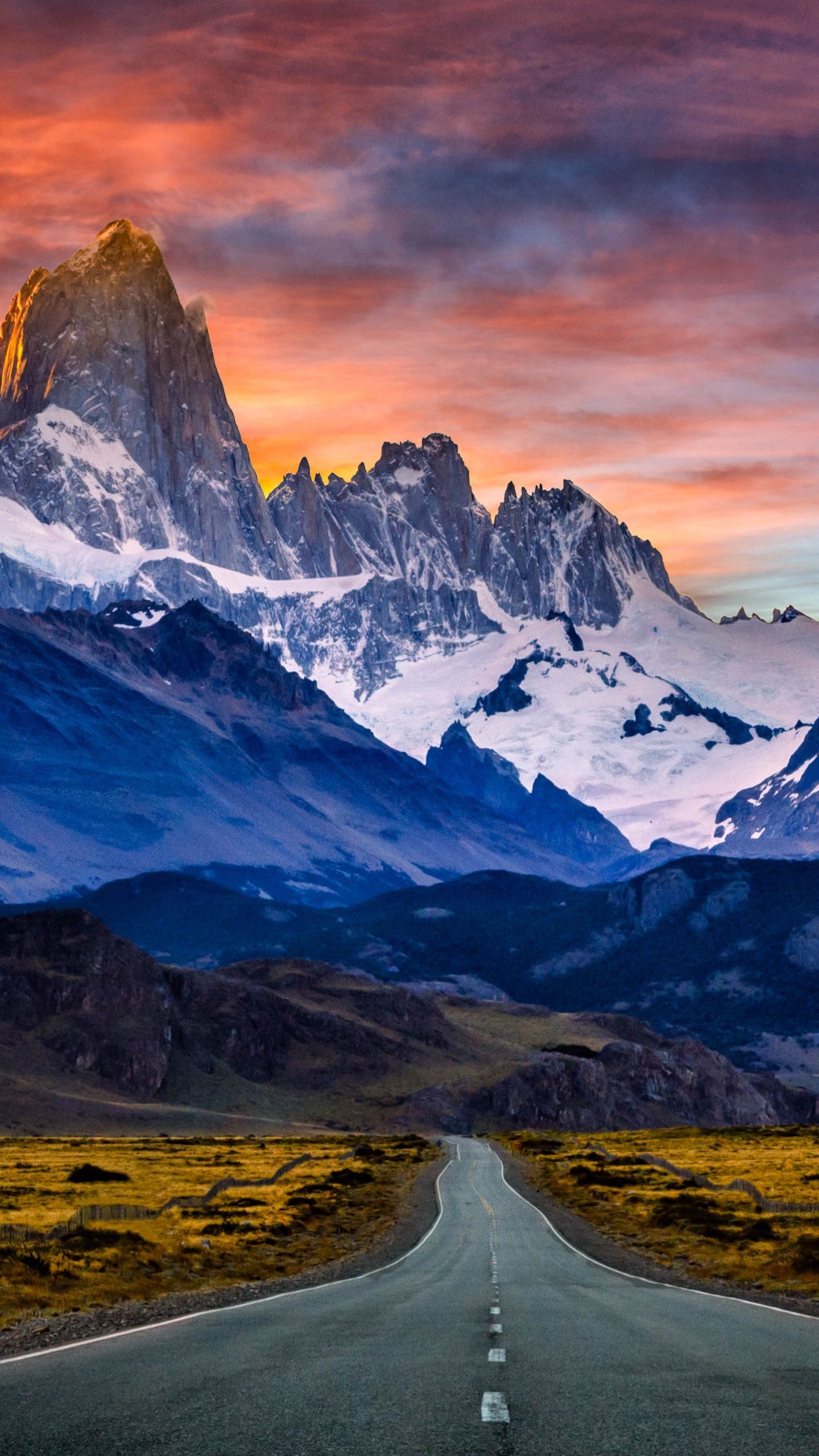1440x2560 Wallpaper / Earth Mount Fitz Roy Phone Wallpaper, Sunset, Patagonia, Mountain, Argentina, Mount Fitzroy, 1440x2560 free download