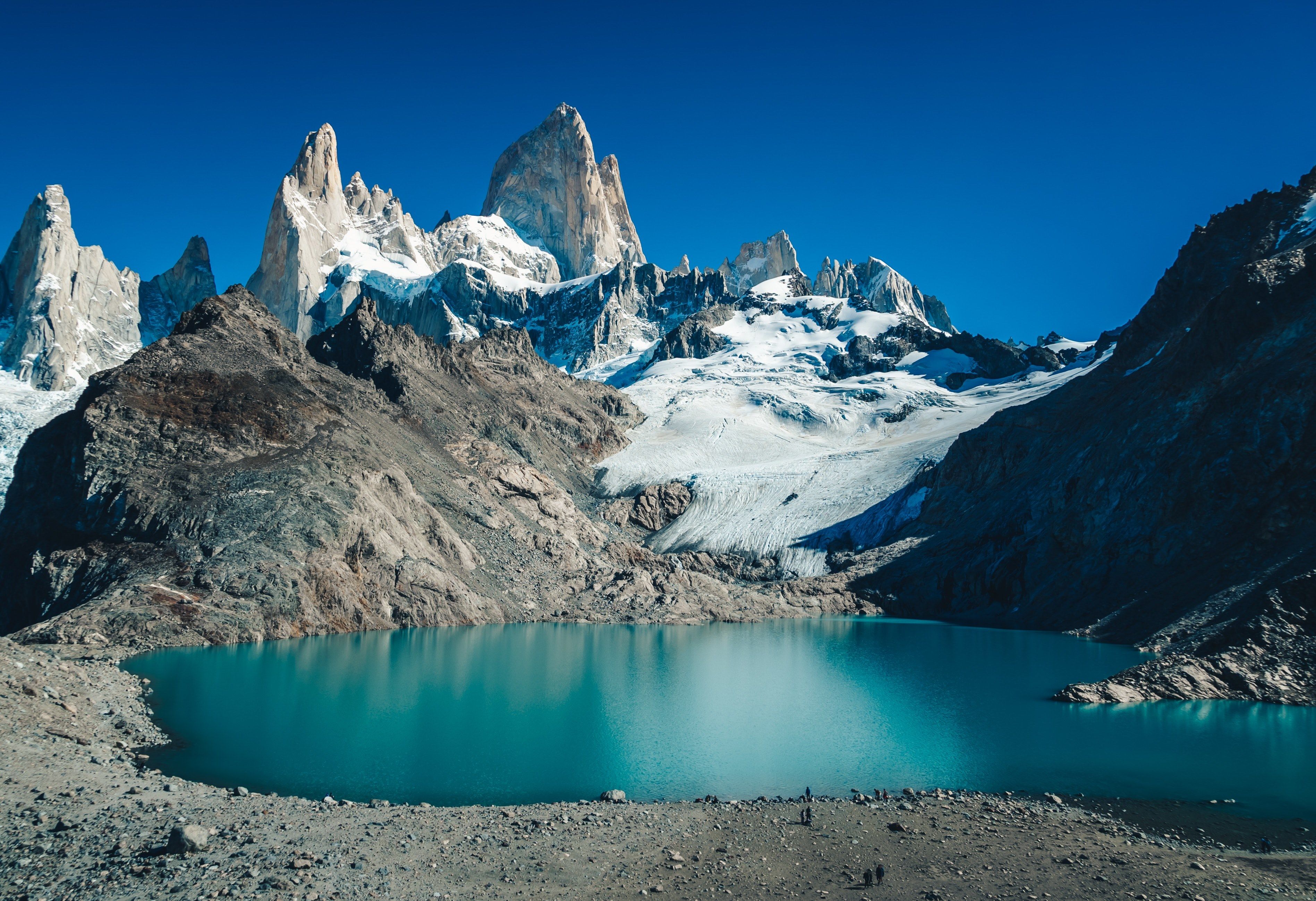 3793x2596 Wallpaper / an azure lake by the fitz roy mountain in argentina, otherworldly landscape of mt fitzroy 4k wallpaper free download
