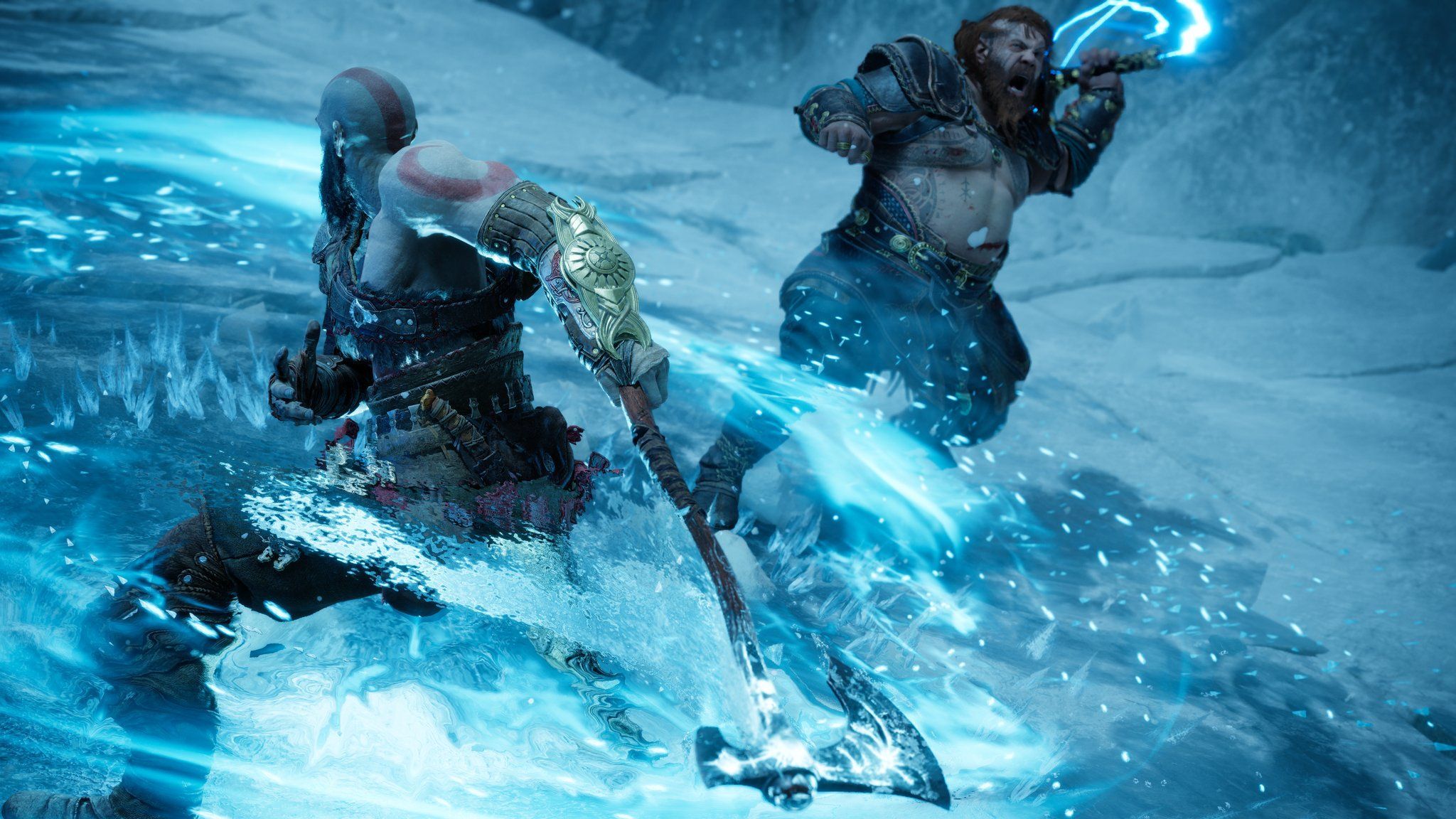 2048x1152 Kratos vs thor of War Photo