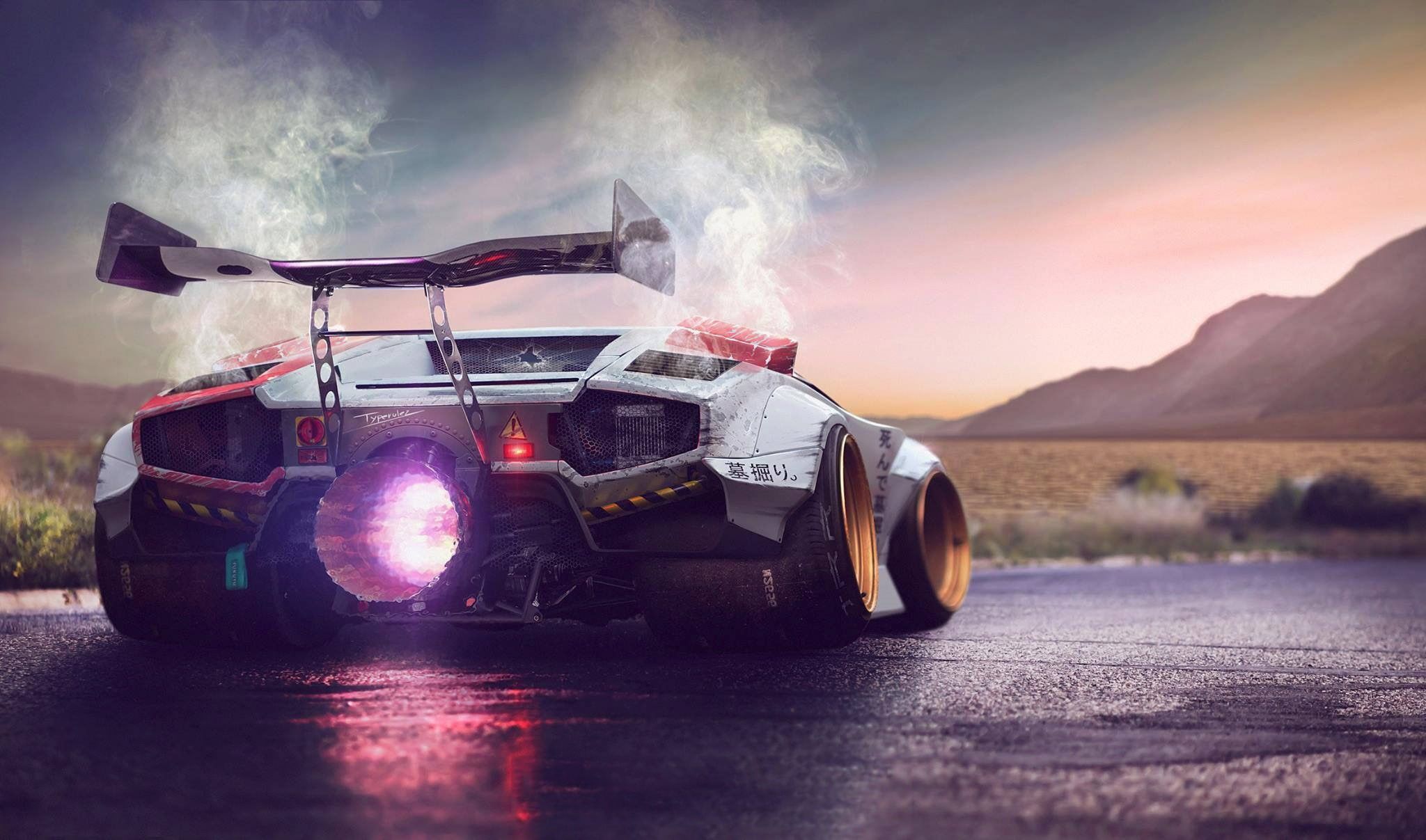 2048x1207 Wallpaper / Jet, 1080P, Power, Lamborghini, by Typerulez, Engine, Concept, Countach, Fire free download