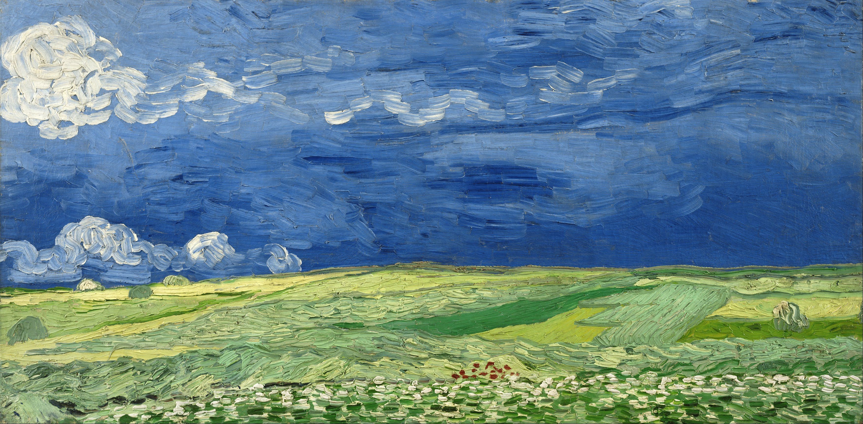 3508x1724 Vincent van Gogh under thunderclouds Art