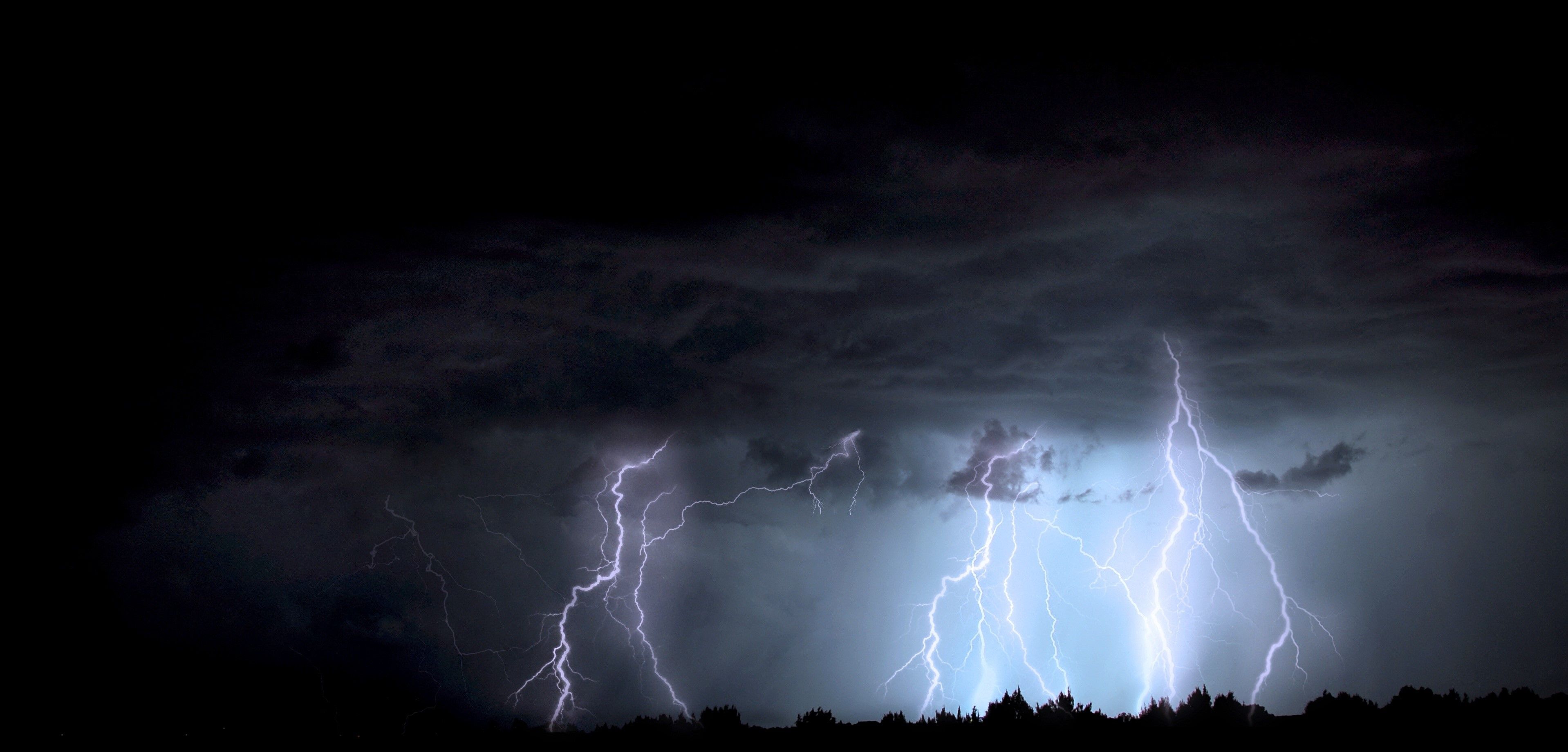 3836x1840 Element, Night, Thundercloud, Lightning Gallery HD Wallpaper