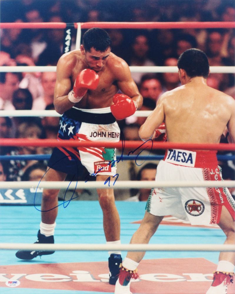 799x1000 Oscar De La Hoya Signed Vs. Julio Cesar Chavez 16x20 Photo (PSA COA)