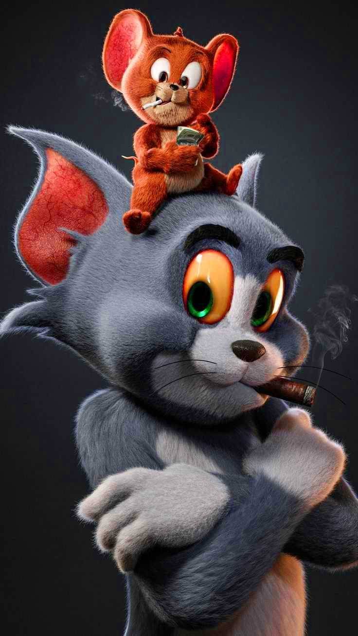 736x1308 Download Smoking Tom And Jerry Cartoon Wallpaper