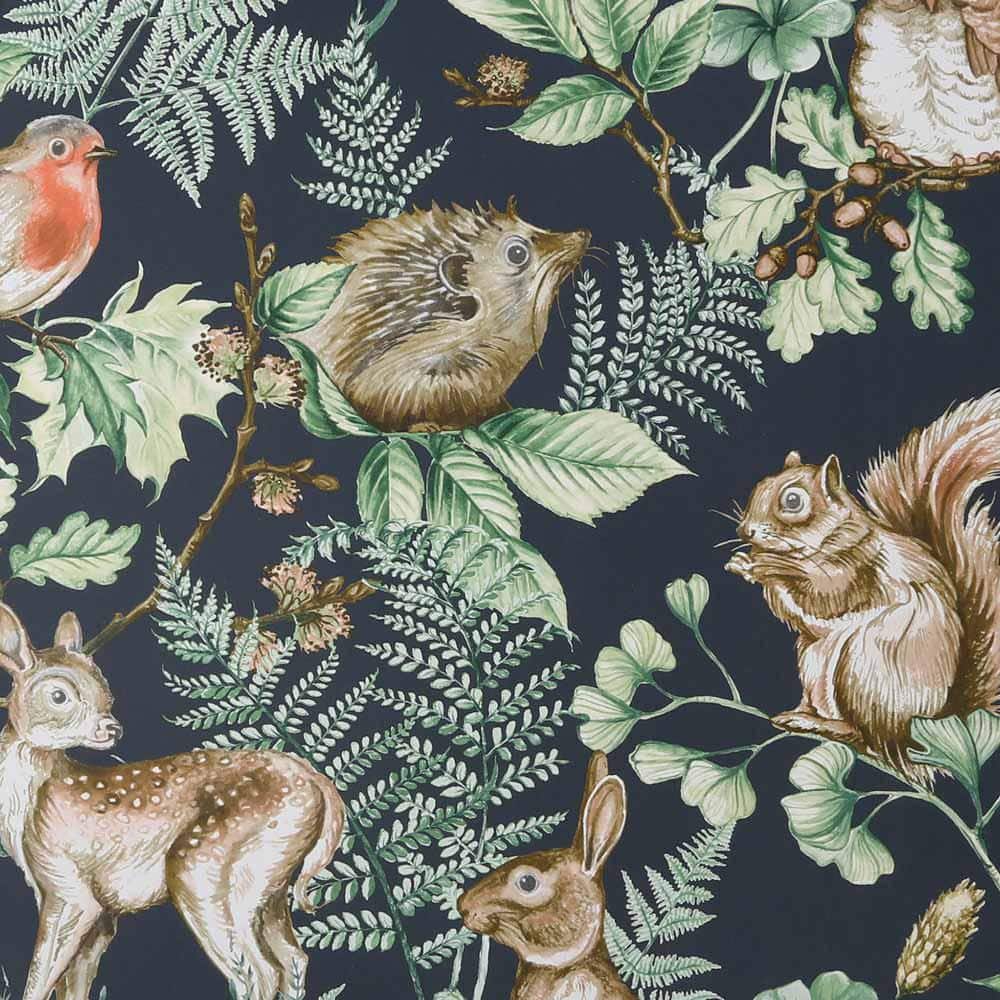 1000x1000 Superfresco Easy Woodland Animals Navy Wallpaper Sample 10856894 Home Depot