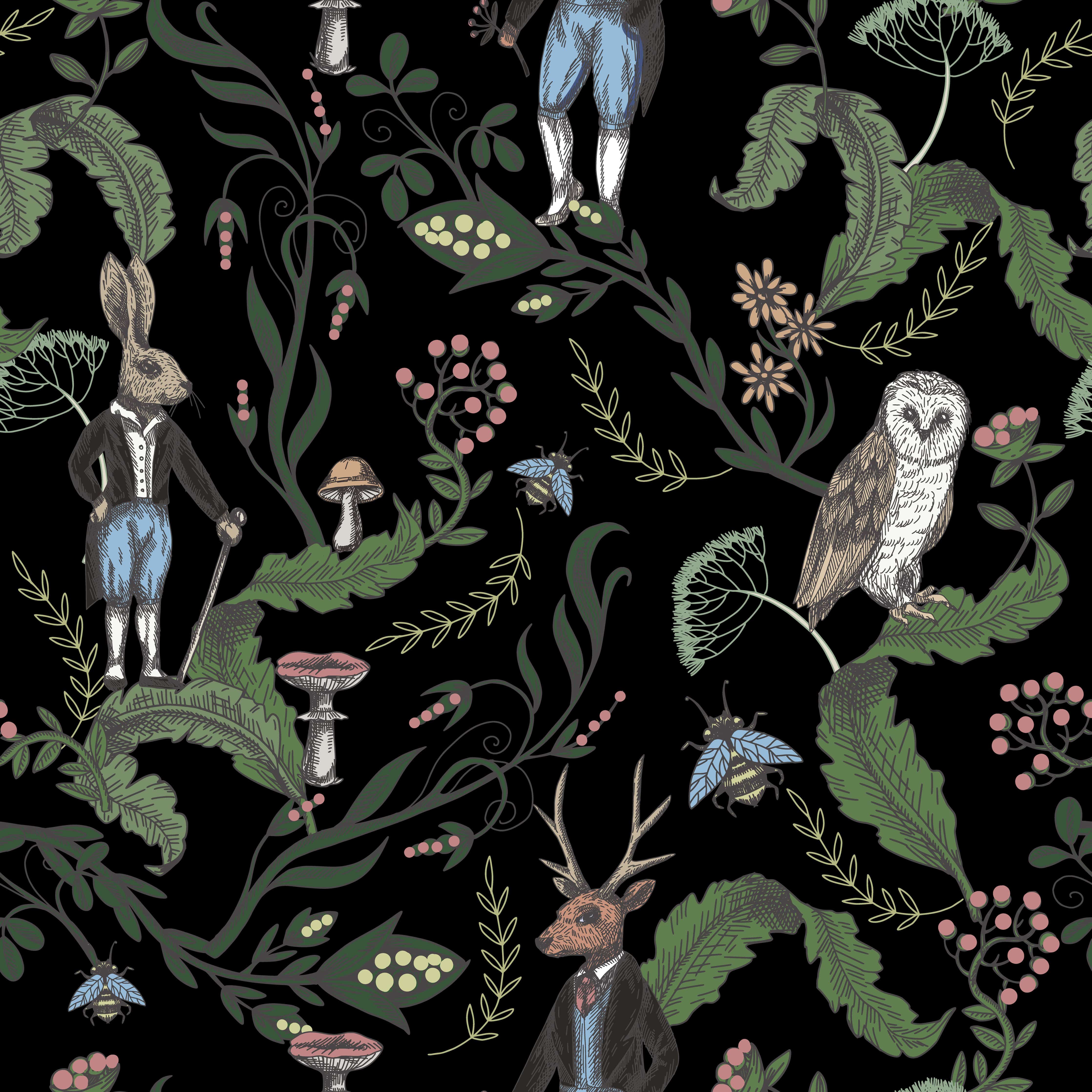 4472x4472 Dark Woodland Animals Wallpaper