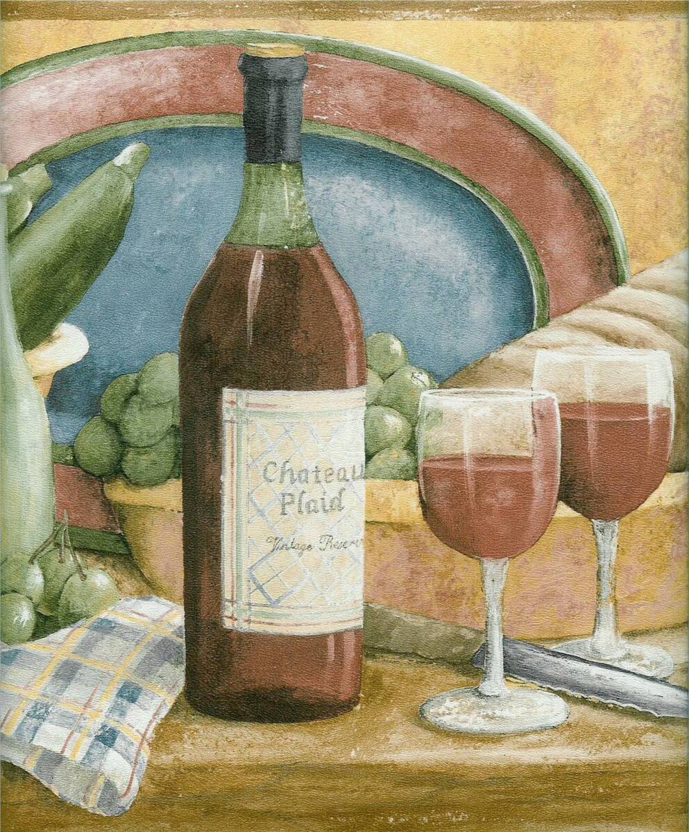 993x1200 ALEXANDER JULIAN ITALIAN WINE AND BREAD GOLD WALLPAPER BORDER