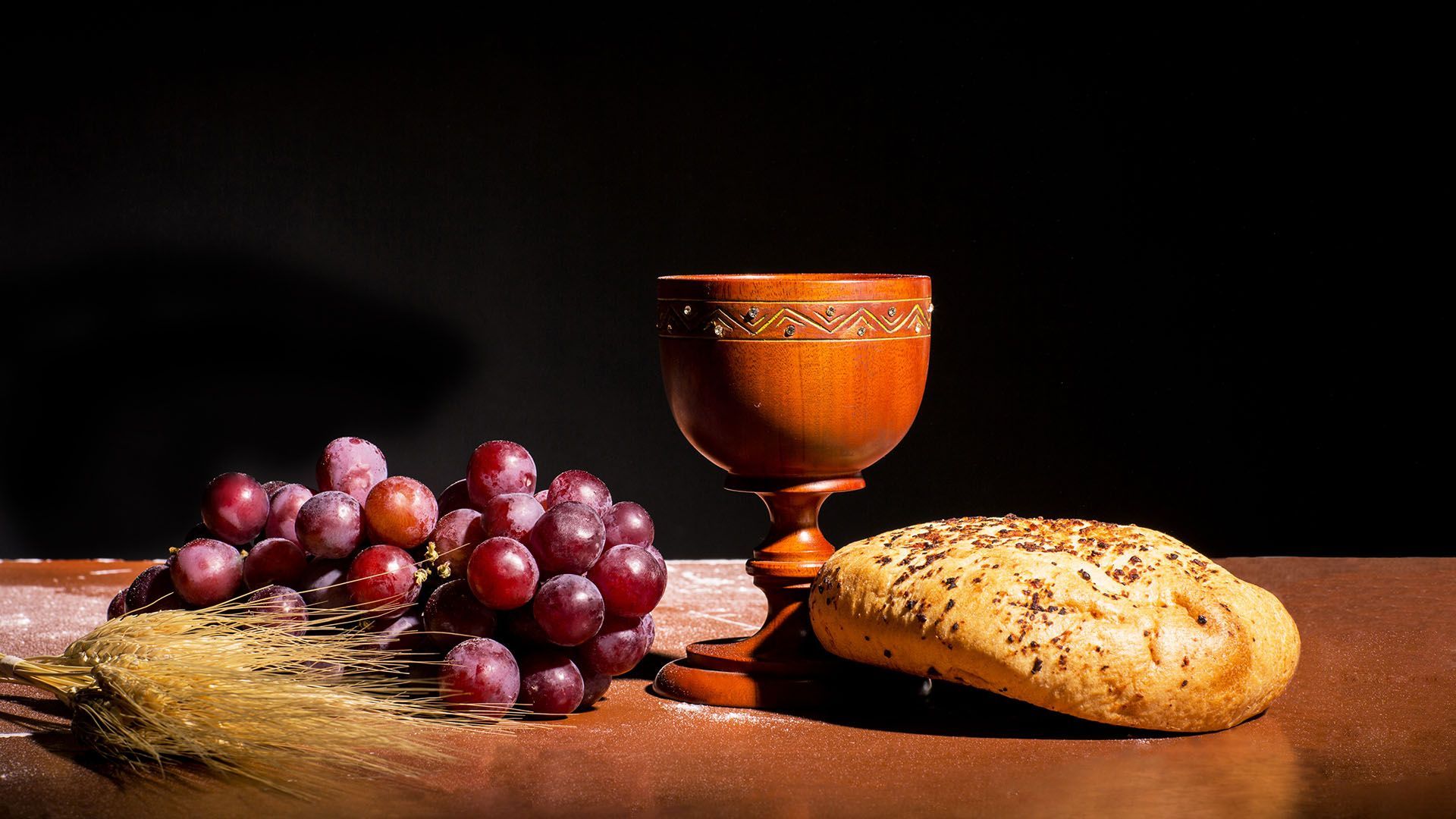 1920x1080 Table, With, Bread, , Wine, , Wheat, And, Grapes, For, The, Consecration