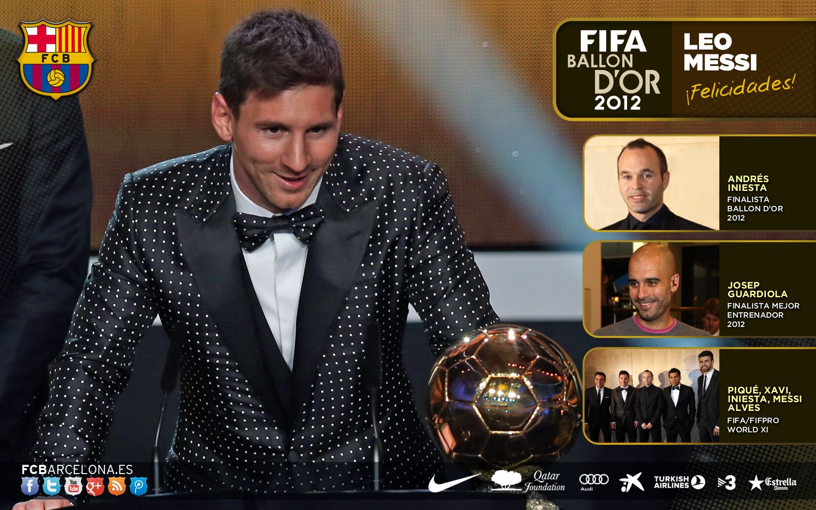 1680x1050 Leo Messi's Ballon d'Or wallpaper. FC Barcelona News