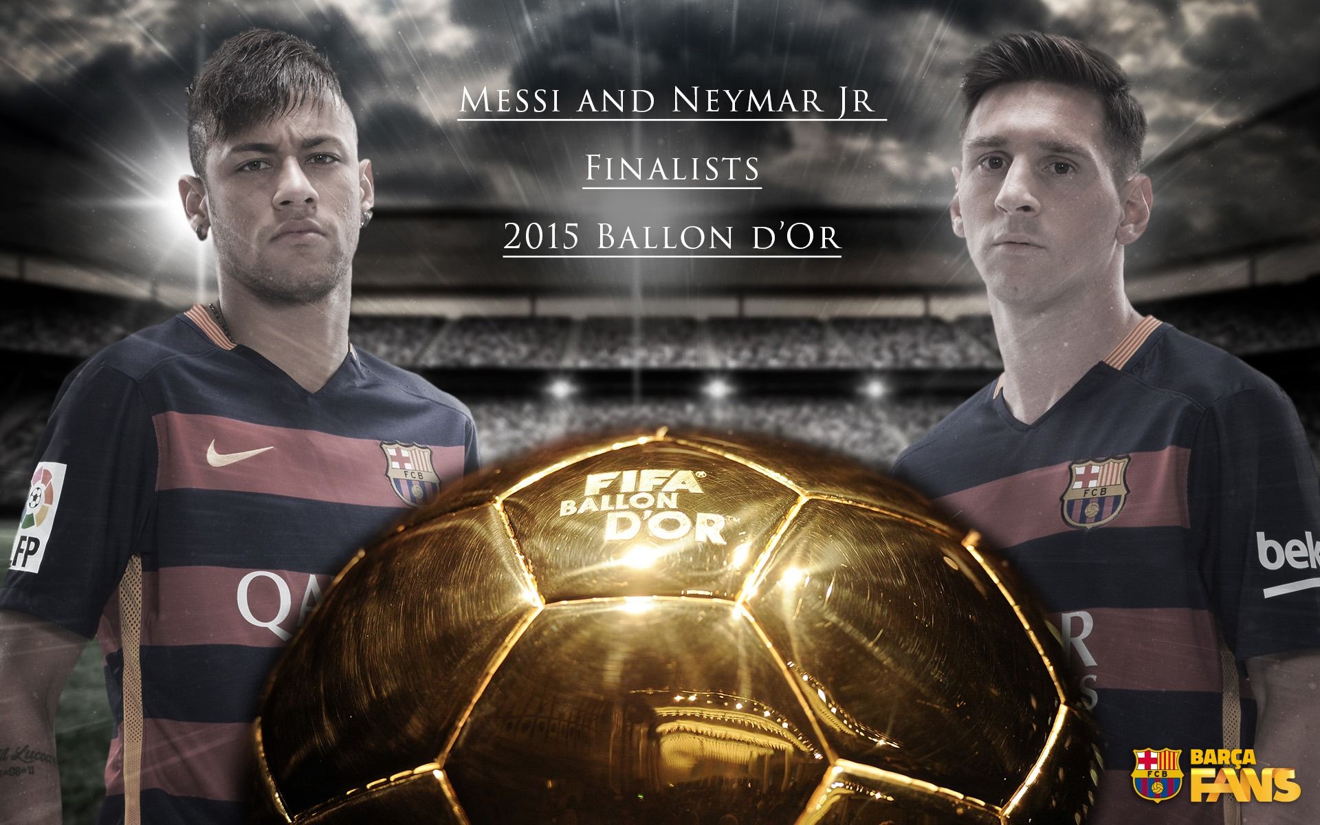 1920x1200 Messi And Neymar 2015 Ballon Dor 2015 2016 FC Barcelona HD Wallpaper