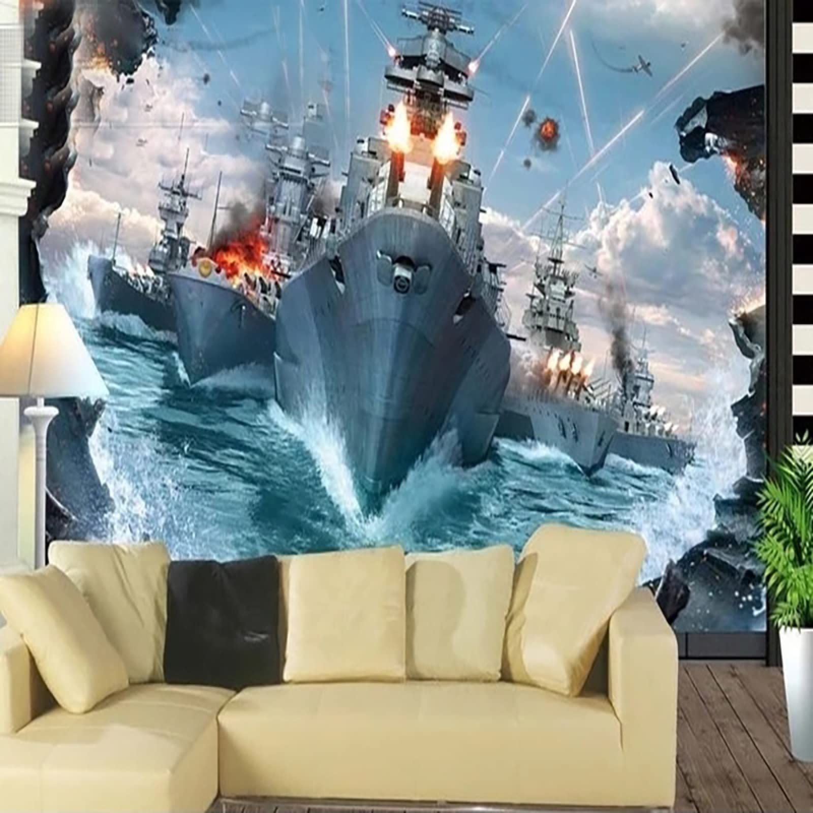 1600x1600 3D Wallpaper Coast Painting Maritime Ship Photo Cardboard Children Bedroom Study Background Wall Decoration Wallpaper