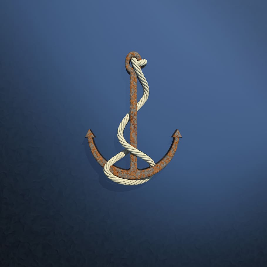 910x910 HD wallpaper: anchor, rope, navy, maritime, design, nautical, blue, no people