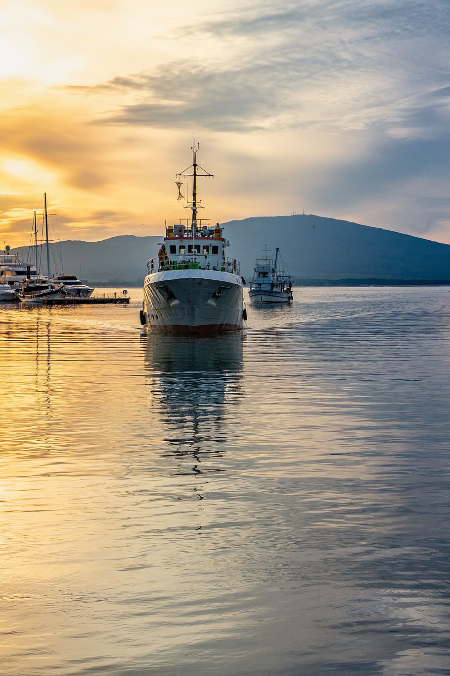 910x1365 HD wallpaper: fishing vessel, fisherman, ship, ocean, sky, maritime, coast