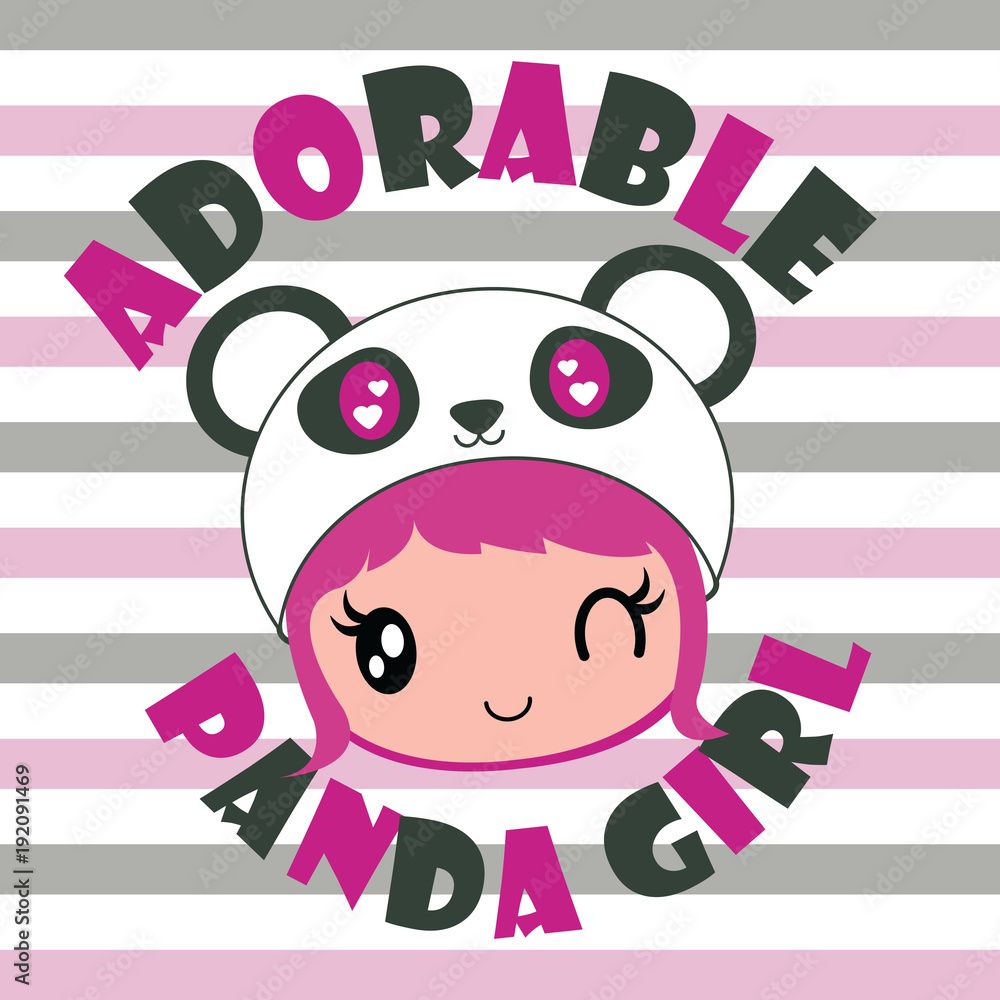 1000x1000 Cute Adorable Panda Girl Vector Cartoon Illustration For Kid T Shirt Background Design, Postcard, And Wallpaper Stock Vector