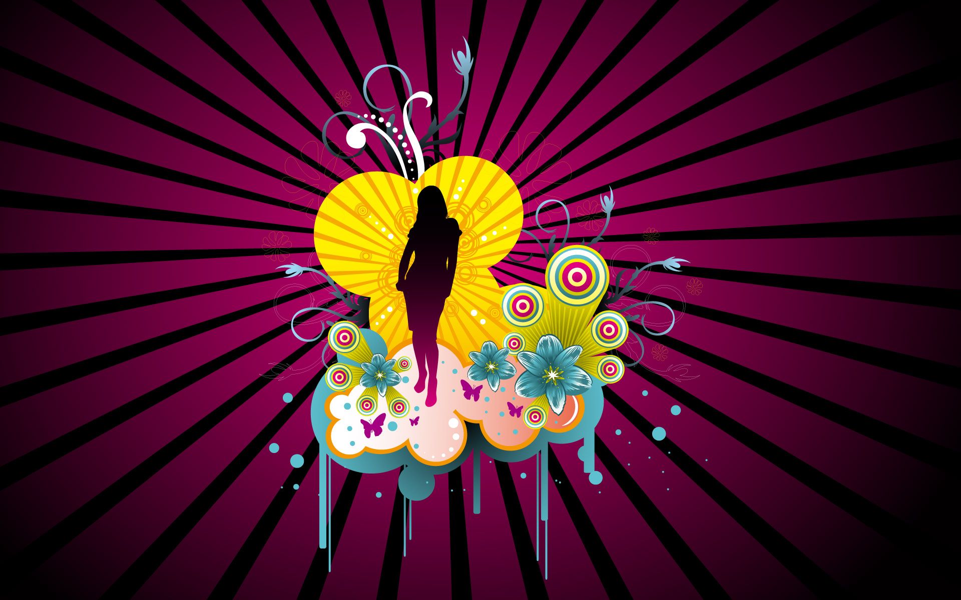 1920x1200 Colorful Girl Vector