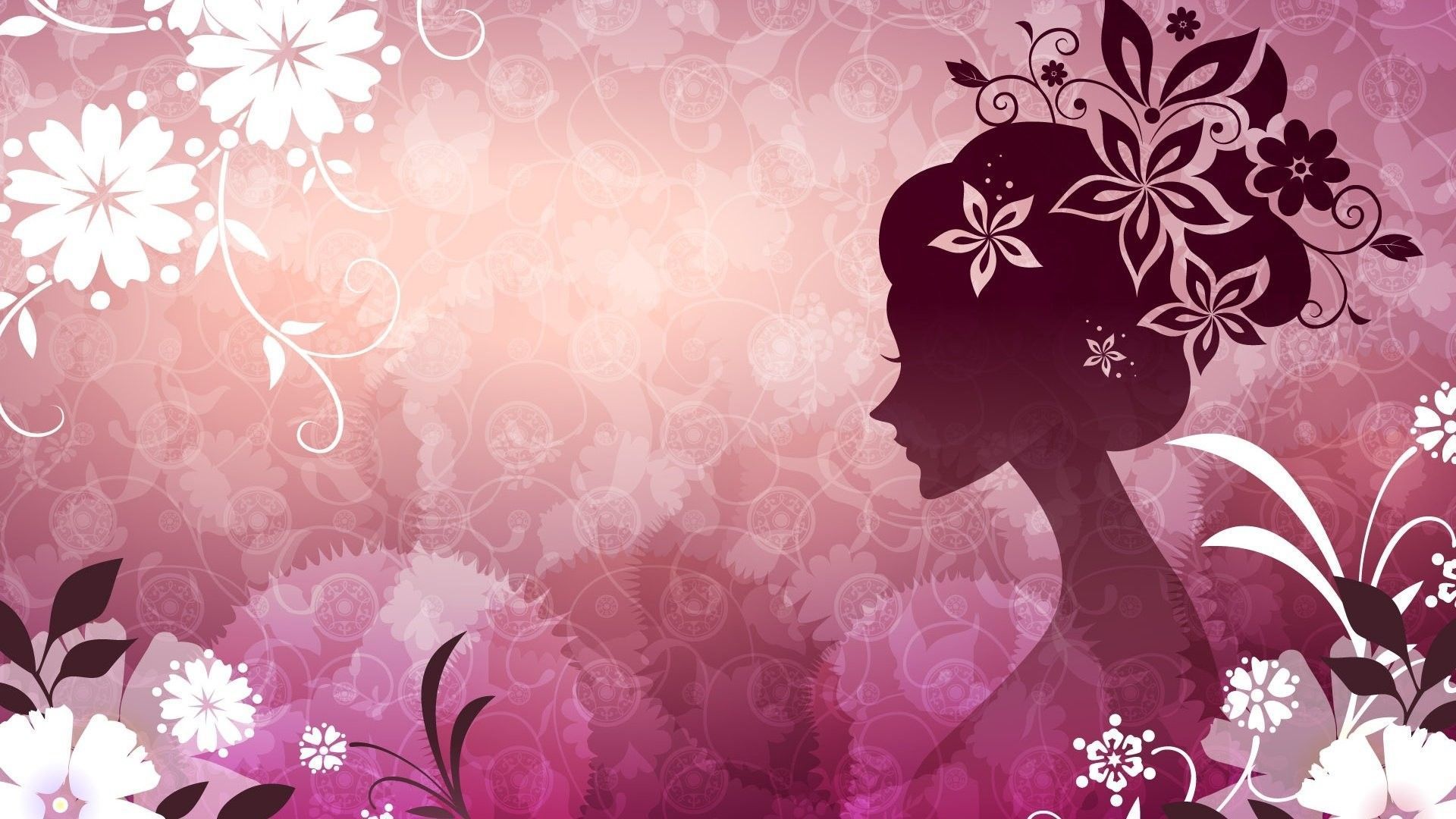 1920x1080 Vector Girl 476687. SHARE. TAGS Themes Theme Desktop Woman Vector Pink Flowers