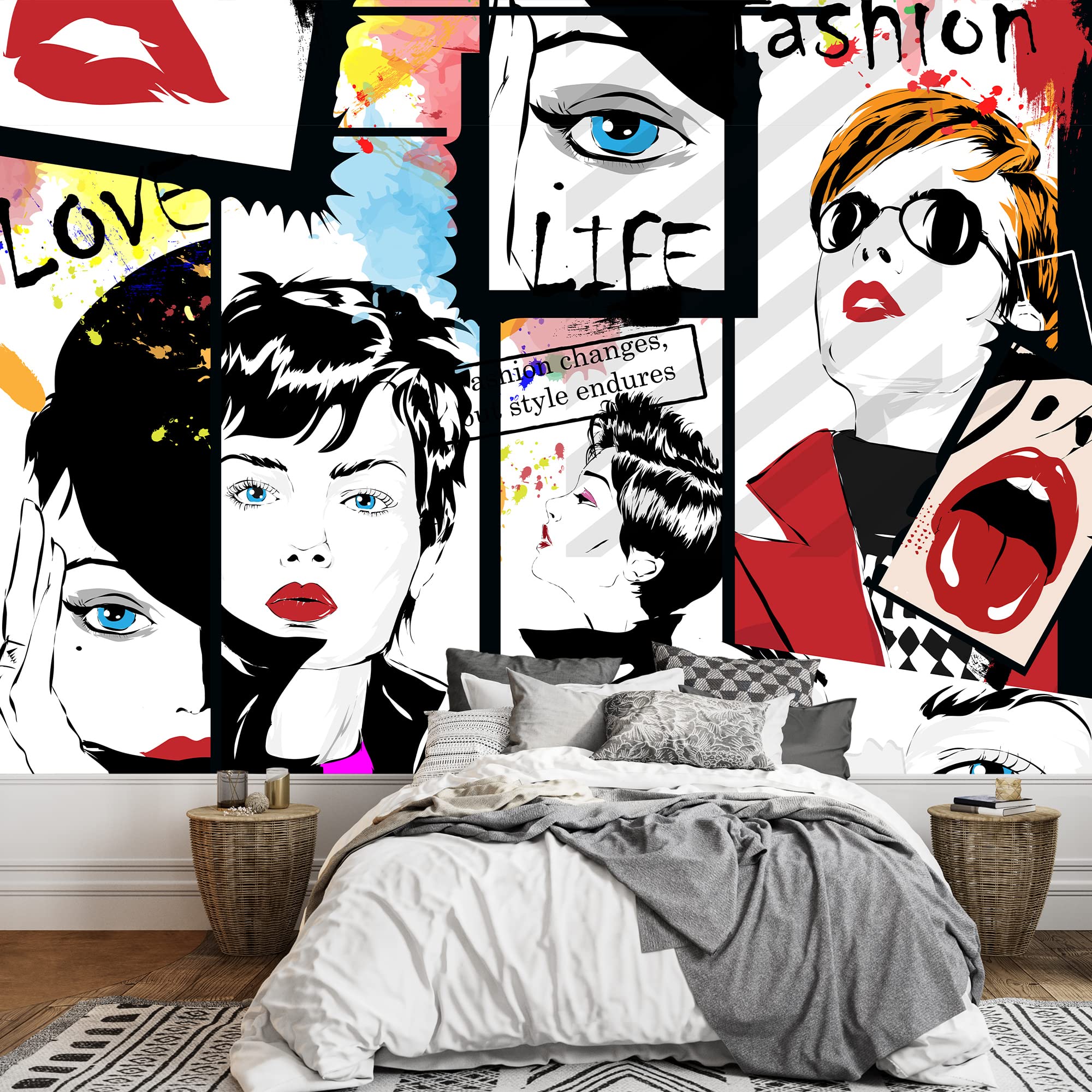 2000x2000 Wall26 Girl In Sketch Style. Vector Illustration. Wall Mural. Self Adhesive Large Wallpaper Inches : Tools & Home Improvement