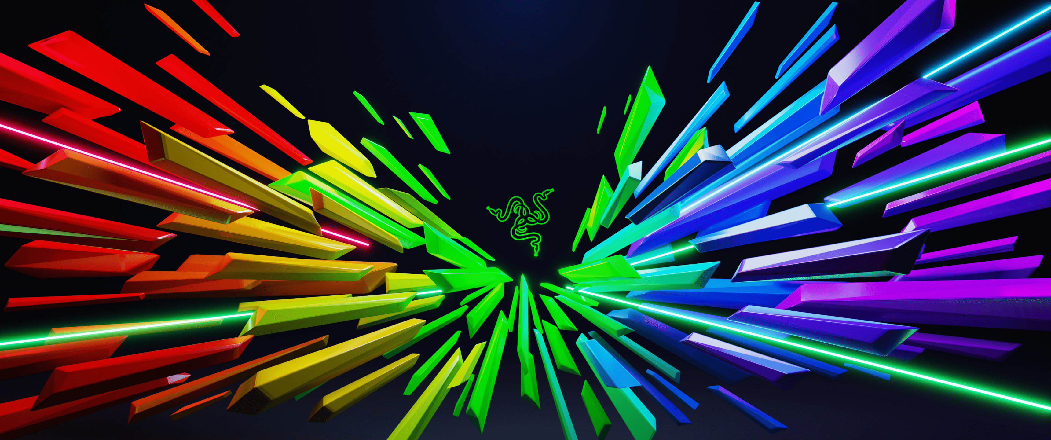 3440x1440 Razer Wallpaper 4K, Multicolor, Scatter