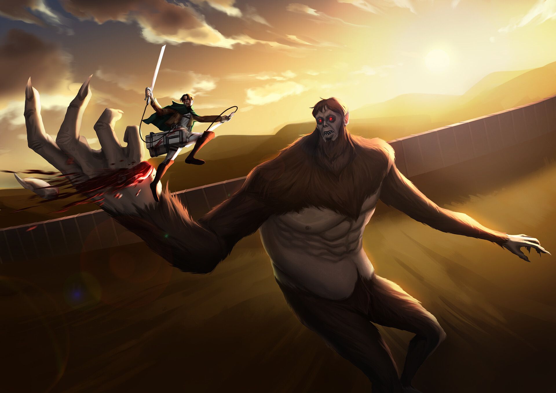 1920x1357 Levi vs Beast Titan