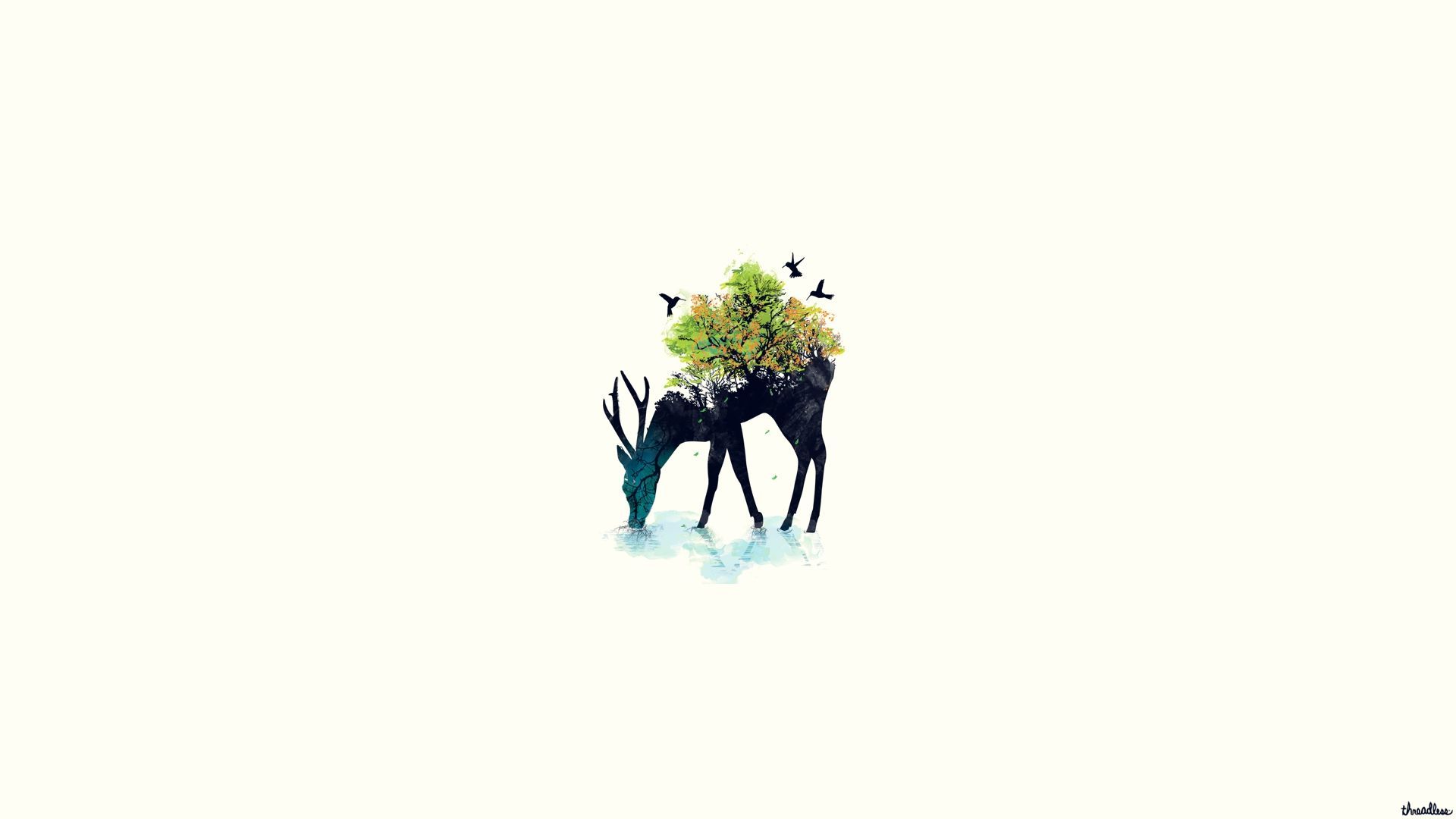 1920x1080 Mobile wallpaper: Fantasy, Deer, Minimalist, Fantasy Animals, 449425 download the picture for free