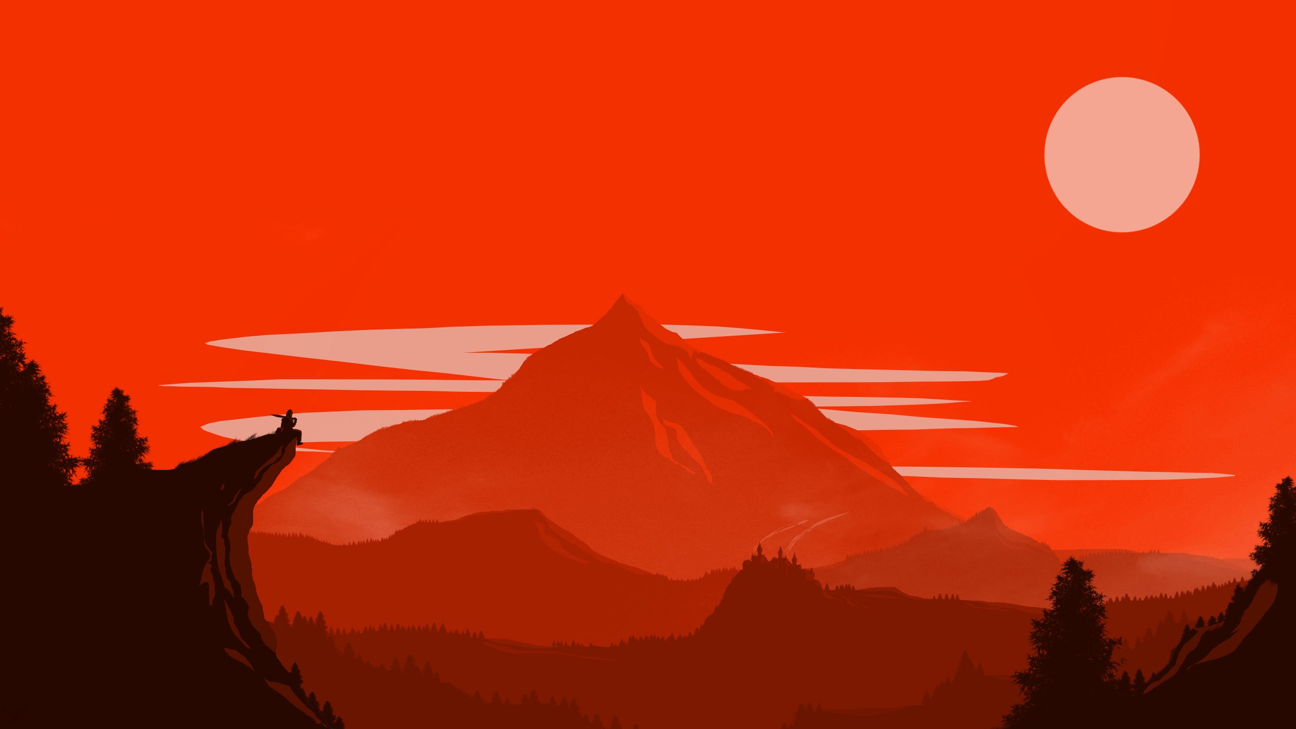 2560x1440 minimalism, Firewatch, fantasy art, redx1440 Wallpaper