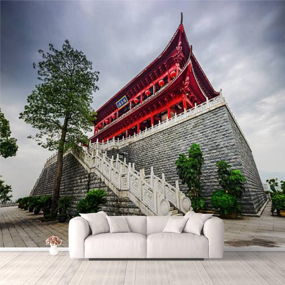 1000x1000 3D Wallpaper Historic Chinese Tower in Fuzhou China Self Adhesive Bedroom Living Room Dormitory Decor Wall Mural Stick and Peel Background Wall Ceiling Wardrobe Sticker : Tools & Home Improvement