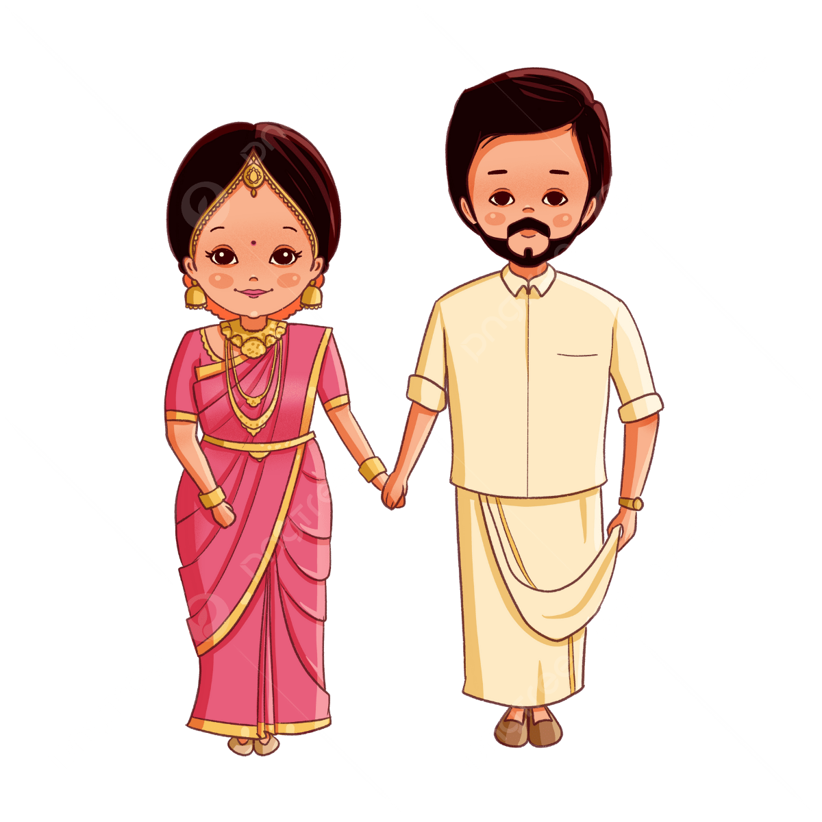 1200x1200 South Indian Couple PNG Transparent Image Free Download