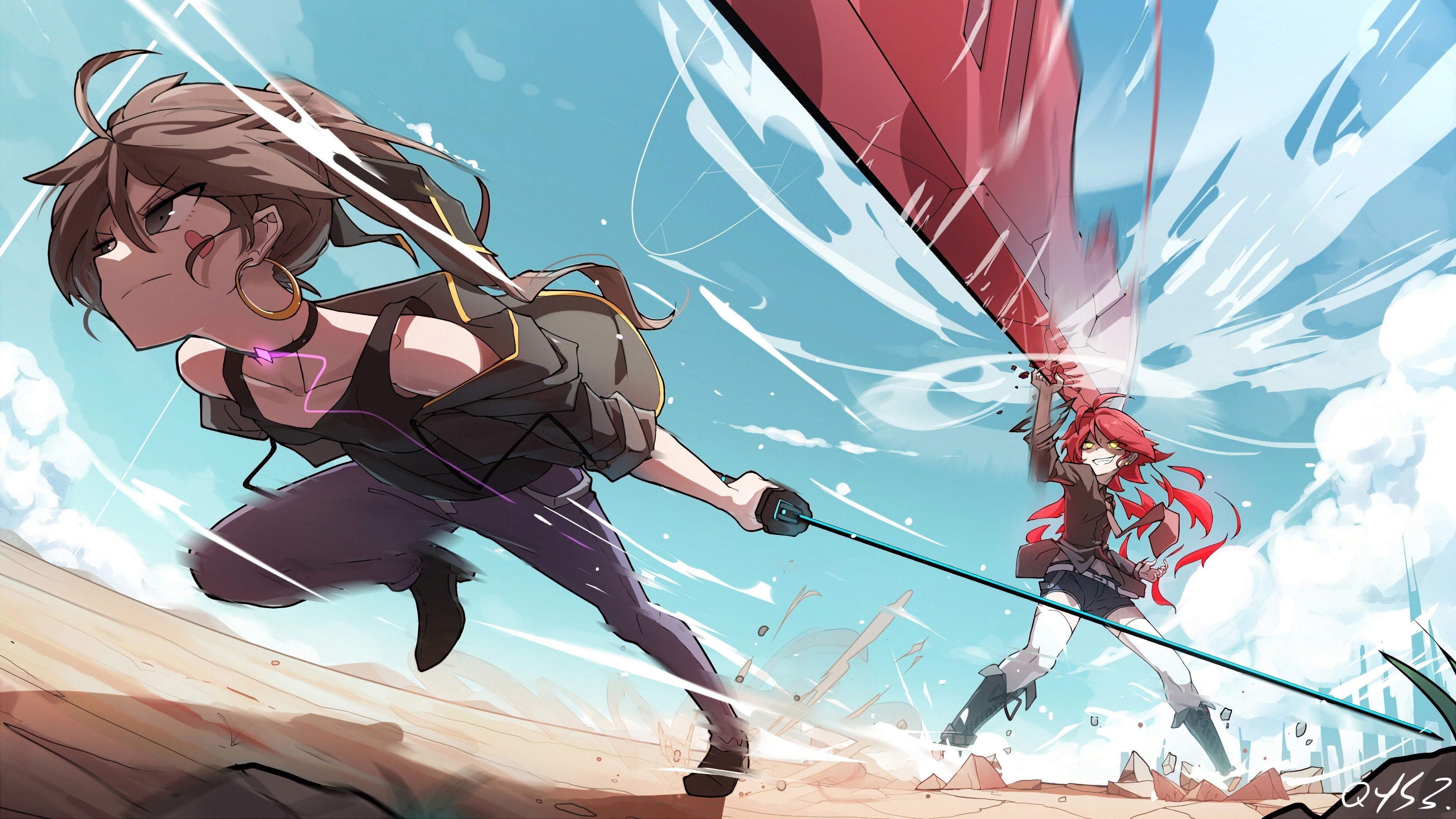 3840x2160 Pixiv Fantasia Anime Girl Warrior 4K Wallpaper