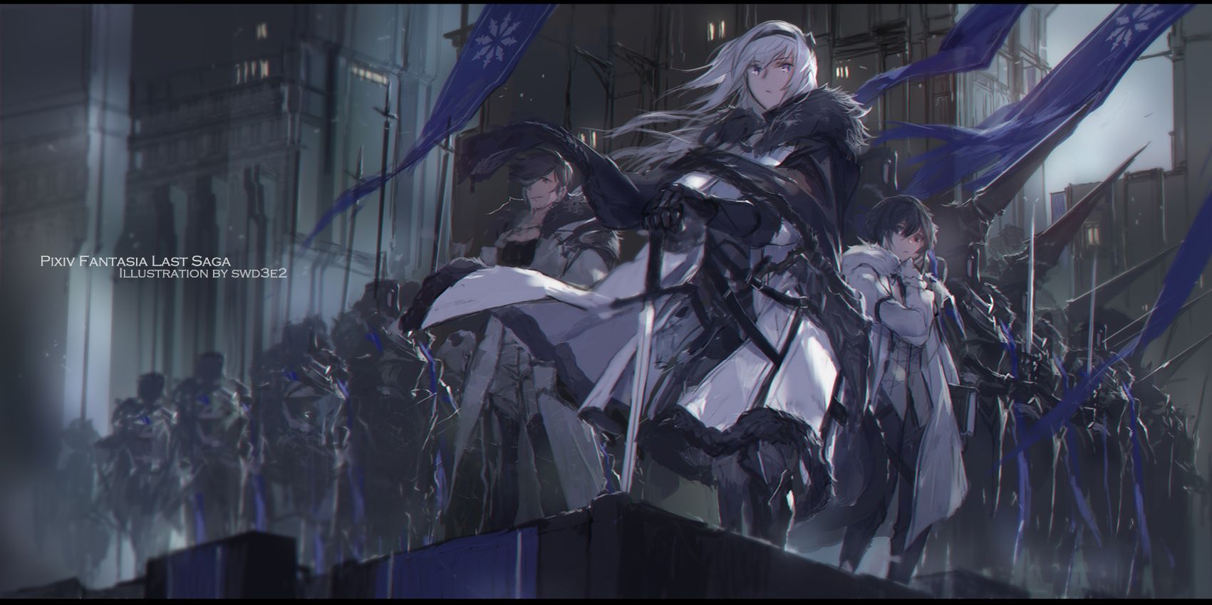 1701x850 zera the hornless empress, oscar the frozen sea admiral, and yuki the empress' aide (pixiv fantasia and 1 more) drawn