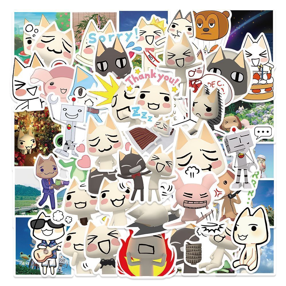 1000x1000 50Pcs Cartoon Toro Inoue Cat Stickers Kawaii Waterproof Graffiti Vinyl Decals For Laptop Guitar Suitcase Skateboard Kids Gift