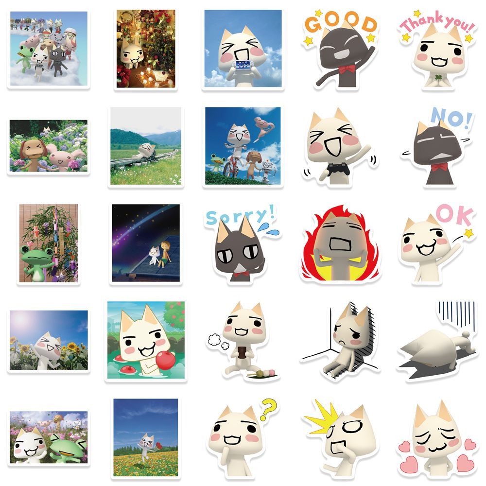 1000x1000 50Pcs Cartoon Toro Inoue Cat Stickers Kawaii Waterproof Graffiti Vinyl Decals For Laptop Guitar Suitcase Skateboard Kids Gift