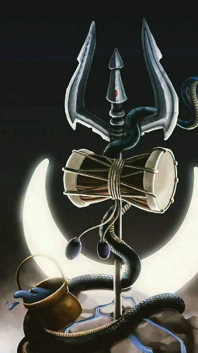 683x1219 Download Mahakal Trishula Moon Wallpaper