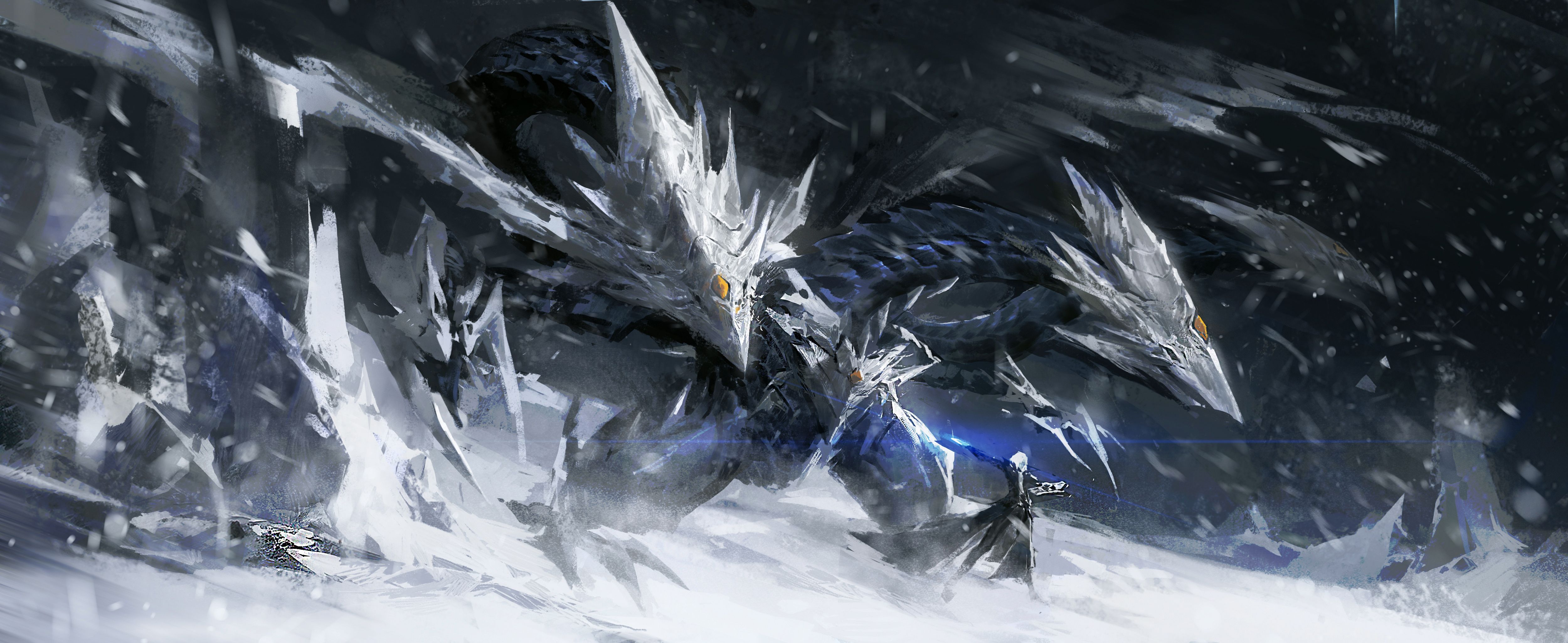 5000x2049 LEO (Artist), Trishula, Dragon Of The Ice Barrier, Yu Gi Oh!, Dragonx2049 Wallpaper