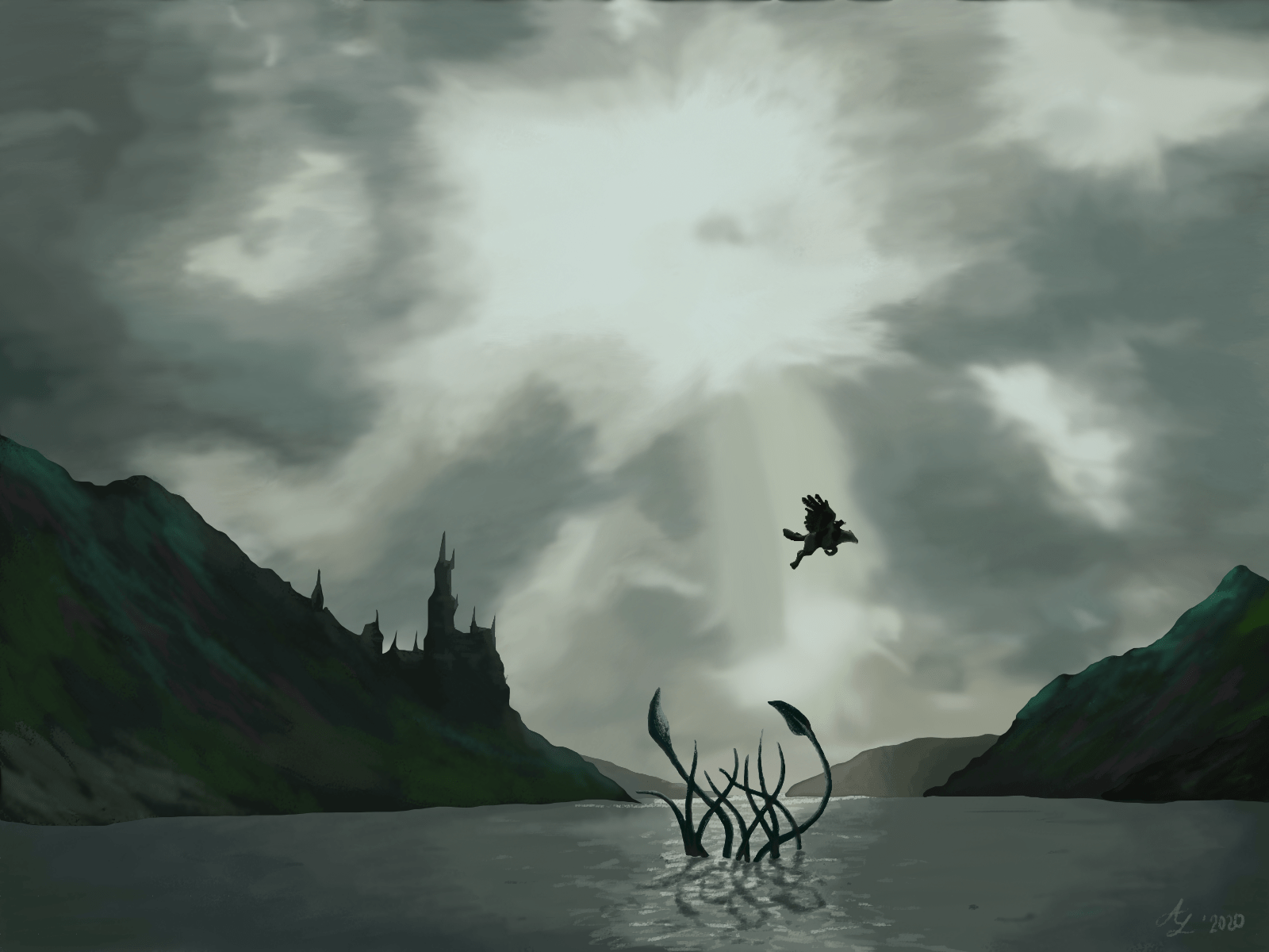 1600x1200 Harry Potter Black Lake Fan Art Illustration by Ashley Livolsi on Dribbble