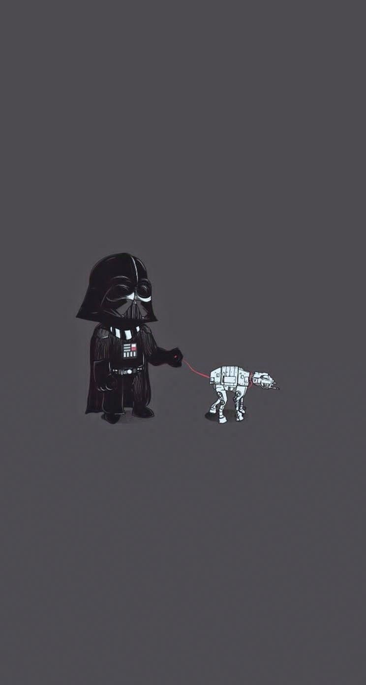 744x1392 Minimalist Darth Vader Grey Wallpaper