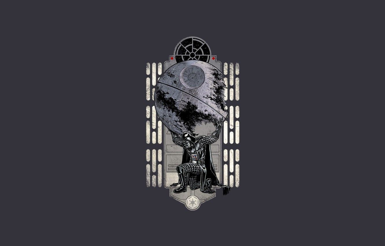 1332x850 Minimalist Darth Vader Grey Wallpaper
