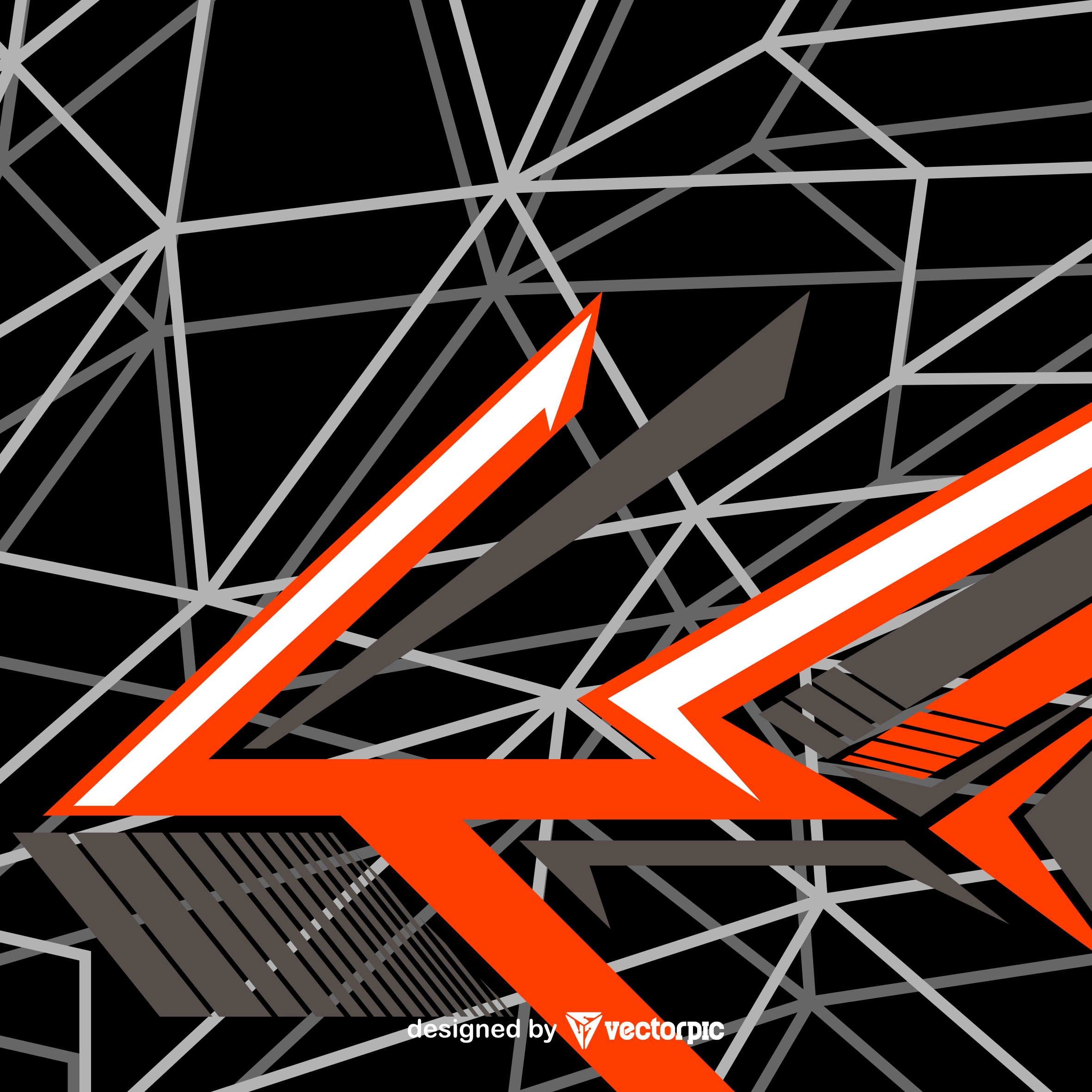2362x2362 Abstract Racing Stripes Background black and orange Color Free Vector